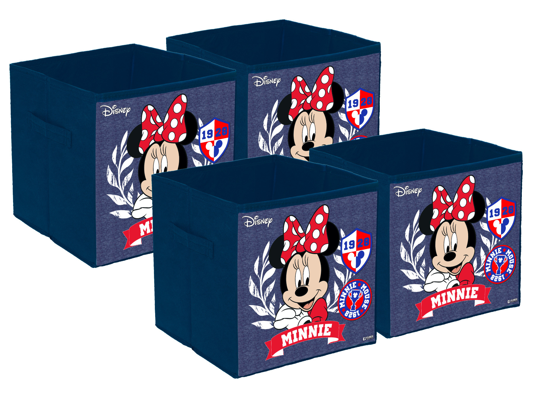 Kuber Industries Disney Minnie Print Durable & Collapsible Square Storage Box|Clothes Organizer With Handle, (Blue)