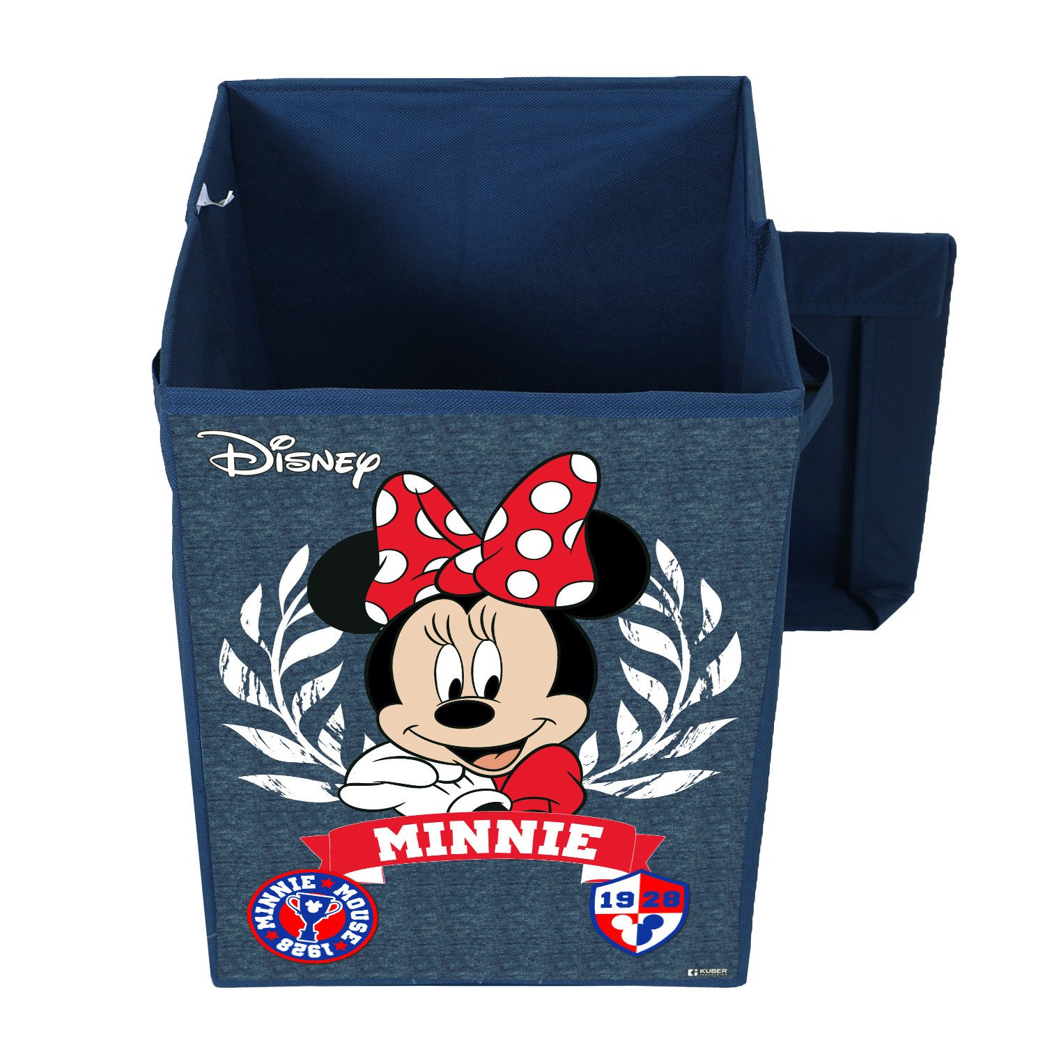 Kuber Industries Disney Minnie Print Foldable Laundry Basket|Clothes Storage Basket With Handle & Lid,60 Ltr.(Navy Blue)