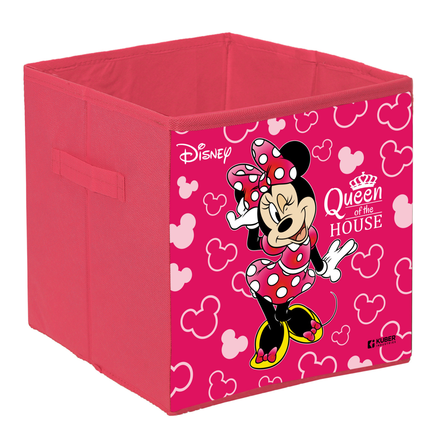 Kuber Industries Disney Minnie Print Foldable Laundry Basket|Clothes Storage Basket With Handle & Lid,.(Pink)