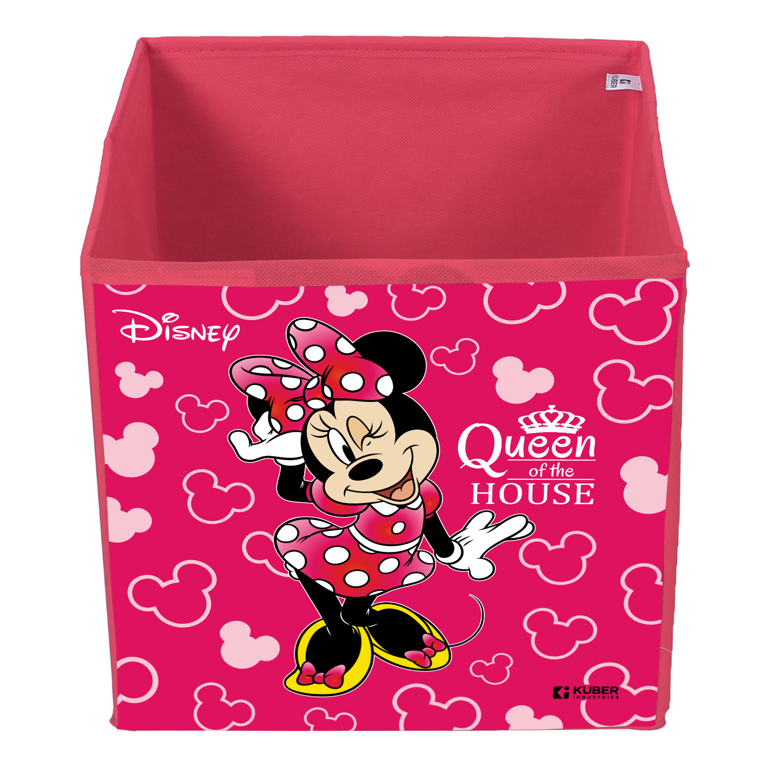 Kuber Industries Disney Minnie Print Foldable Laundry Basket|Clothes Storage Basket With Handle & Lid,.(Pink)