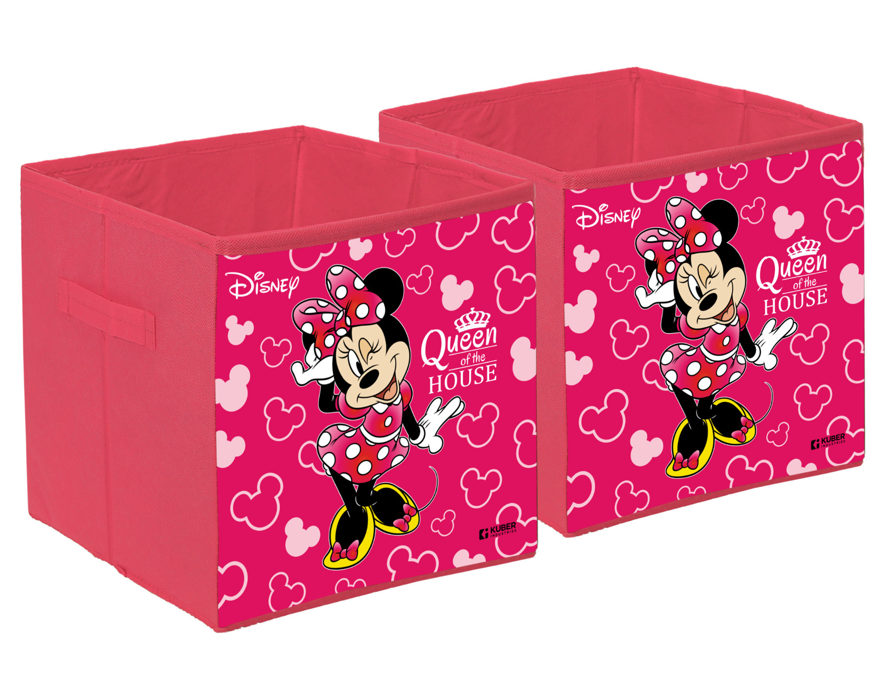 Kuber Industries Disney Minnie Print Foldable Laundry Basket|Clothes Storage Basket With Handle & Lid,.(Pink)