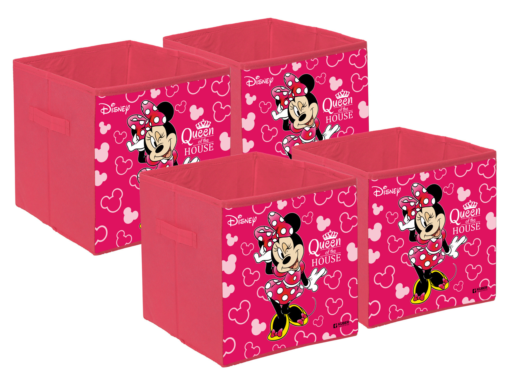 Kuber Industries Disney Minnie Print Foldable Laundry Basket|Clothes Storage Basket With Handle & Lid,.(Pink)