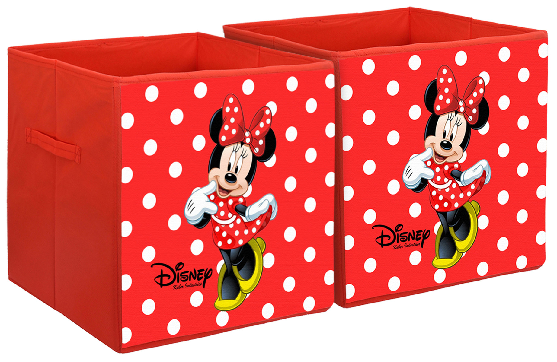 Kuber Industries Disney Minnie Print Non Woven Fabric Foldable Large Size Cloth Storage Box Toy,Books Wardrobe Organiser Cube With Handle (Red)