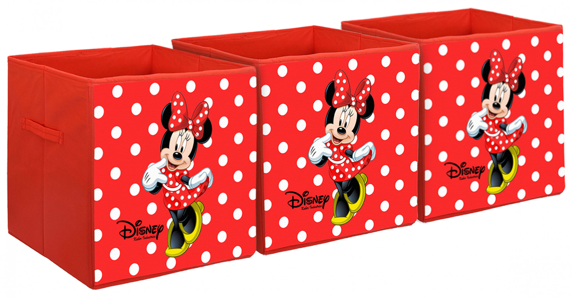 Kuber Industries Disney Minnie Print Non Woven Fabric Foldable Large Size Cloth Storage Box Toy,Books Wardrobe Organiser Cube With Handle (Red)
