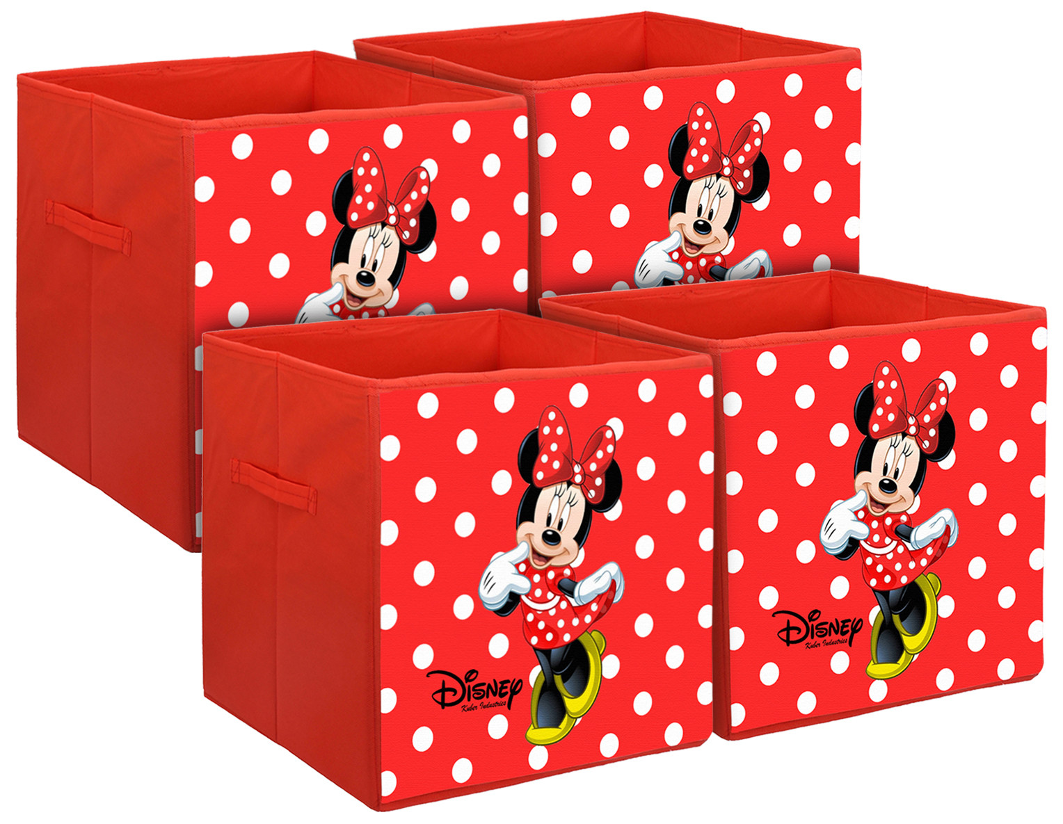 Kuber Industries Disney Minnie Print Non Woven Fabric Foldable Large Size Cloth Storage Box Toy,Books Wardrobe Organiser Cube With Handle (Red)