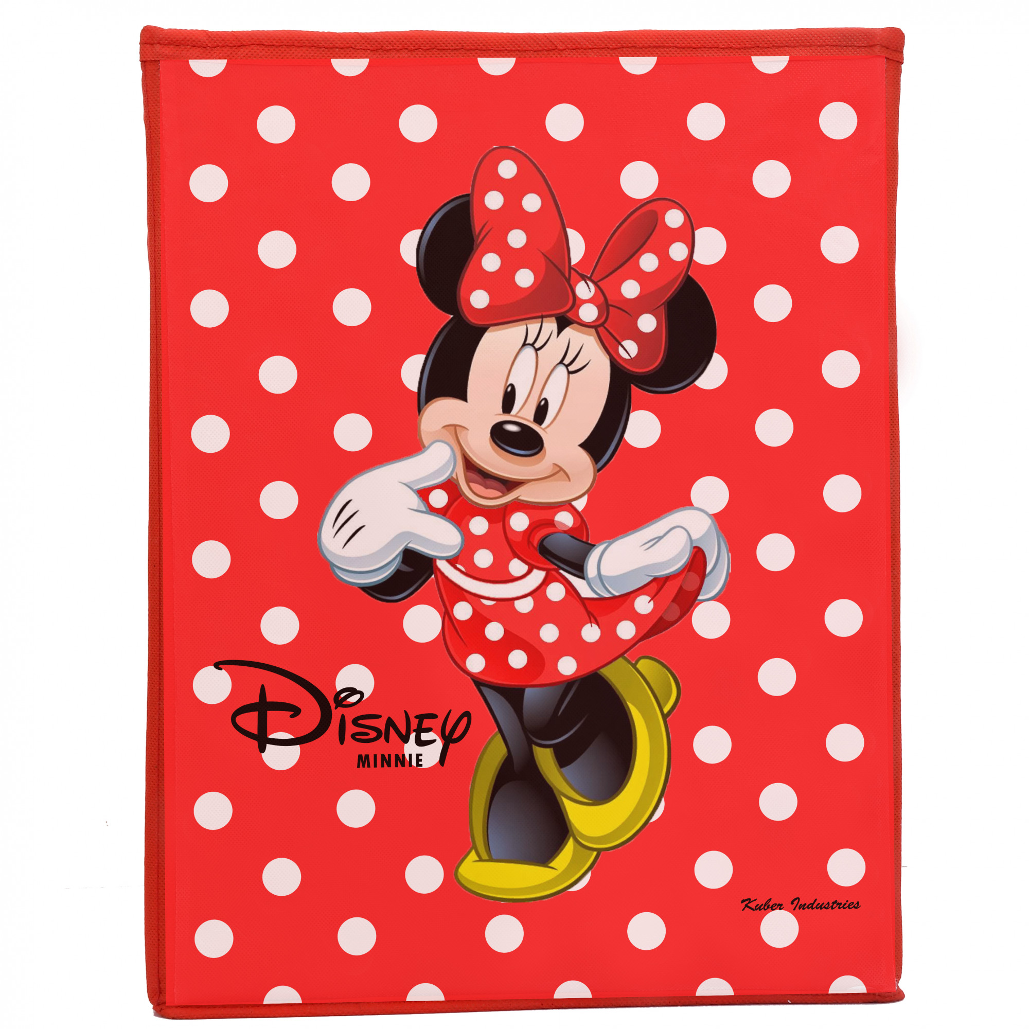 Kuber Industries Disney Minnie Print Non Woven Fabric Foldable Laundry Basket , Toy Storage Basket, Cloth Storage Basket With Handles (Red)-KUBMART1198