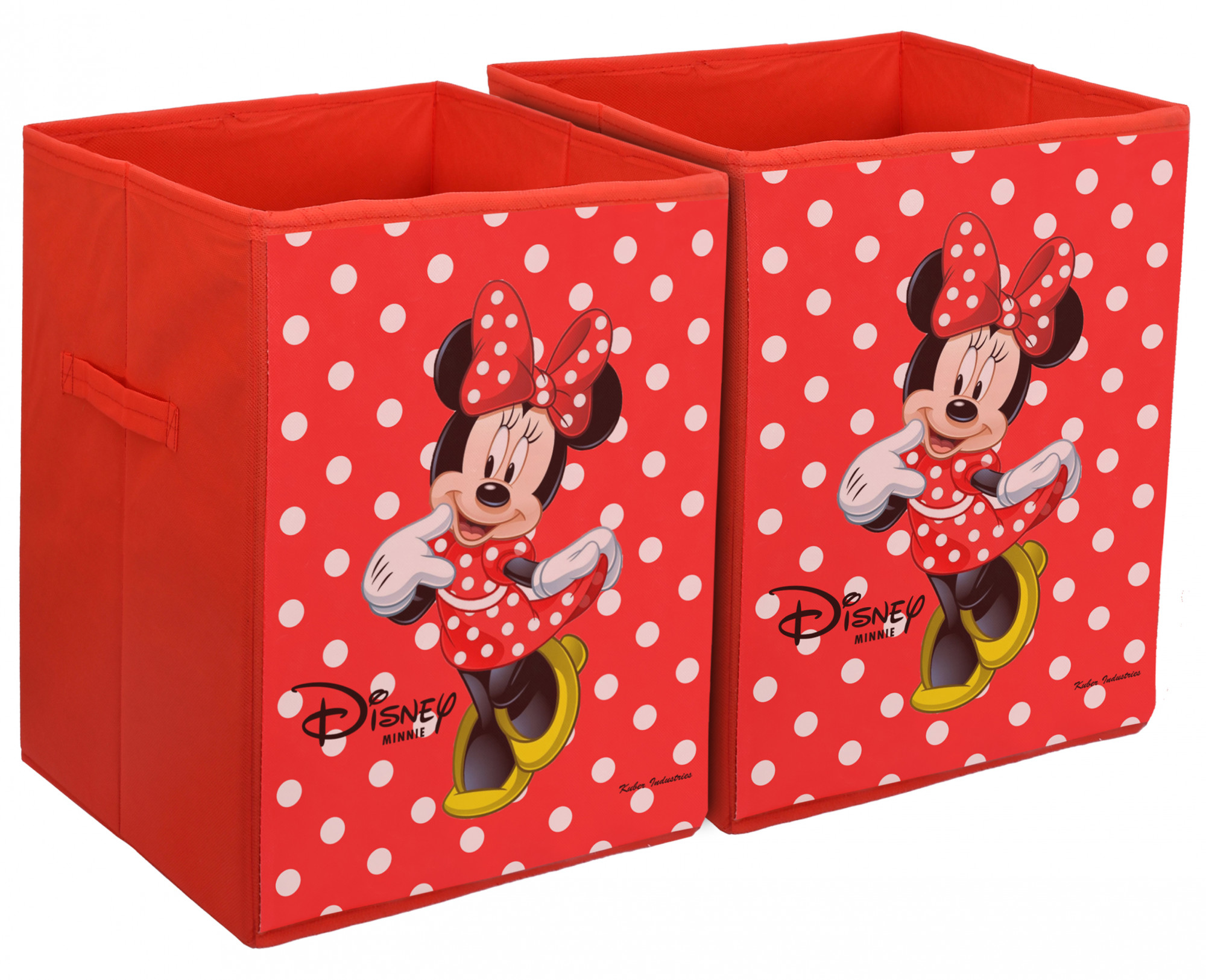 Kuber Industries Disney Minnie Print Non Woven Fabric Foldable Laundry Basket , Toy Storage Basket, Cloth Storage Basket With Handles (Red)-KUBMART1198