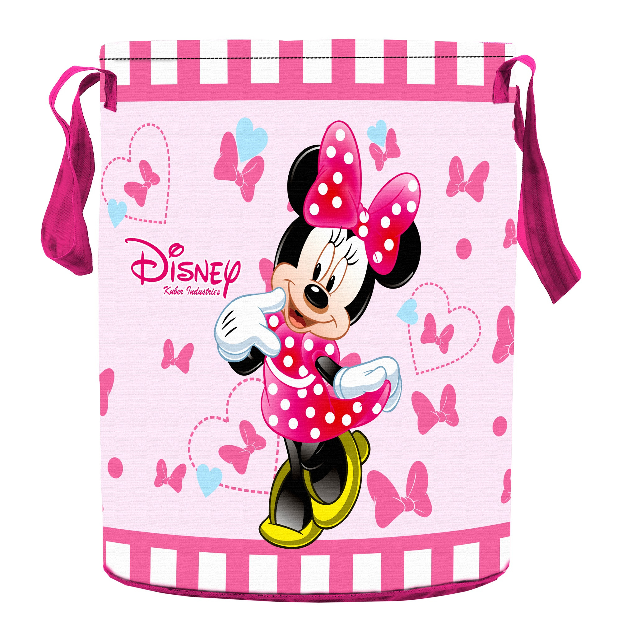 Kuber Industries Disney Minnie Print Non Woven Fabric Foldable Laundry Basket , Toy Storage Basket, Cloth Storage Basket With Handles,45 Ltr (Pink)