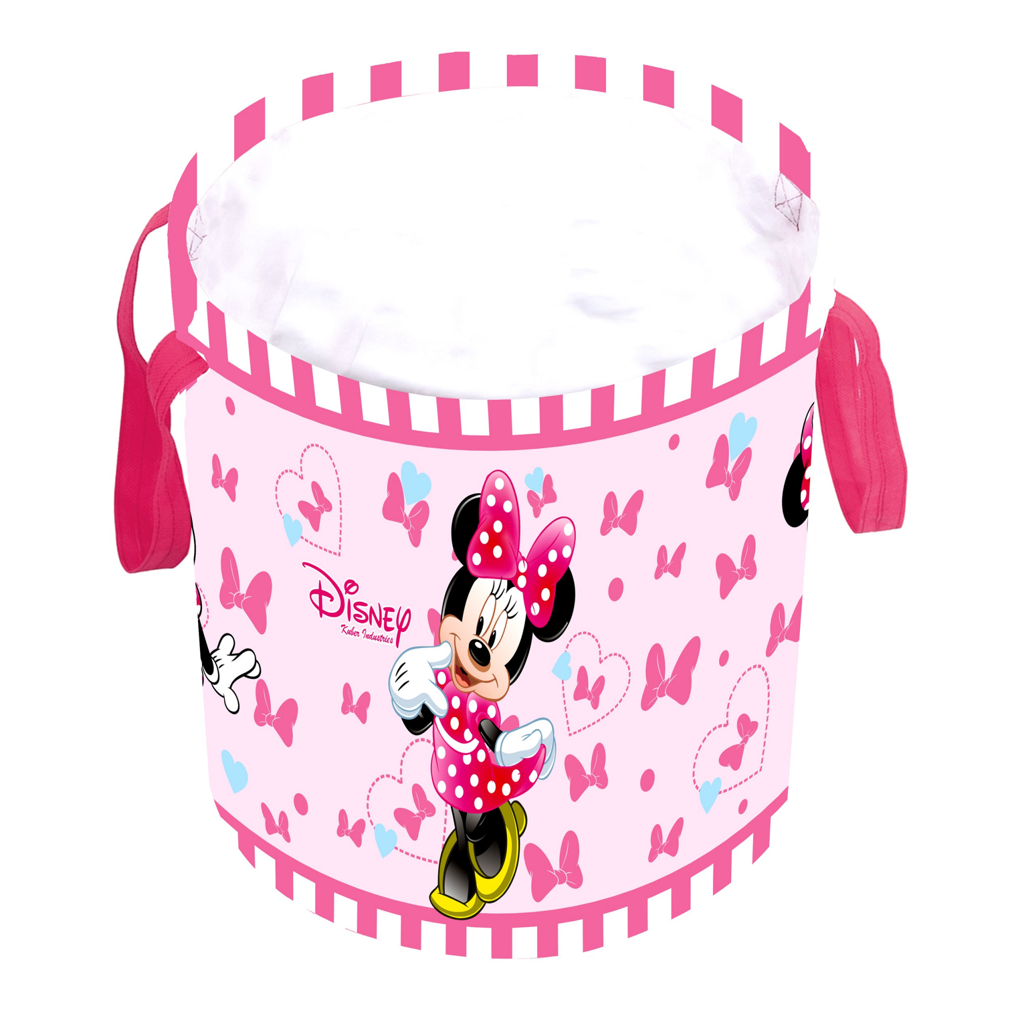Kuber Industries Disney Minnie Print Non Woven Fabric Foldable Laundry Basket , Toy Storage Basket, Cloth Storage Basket With Handles,45 Ltr (Pink)