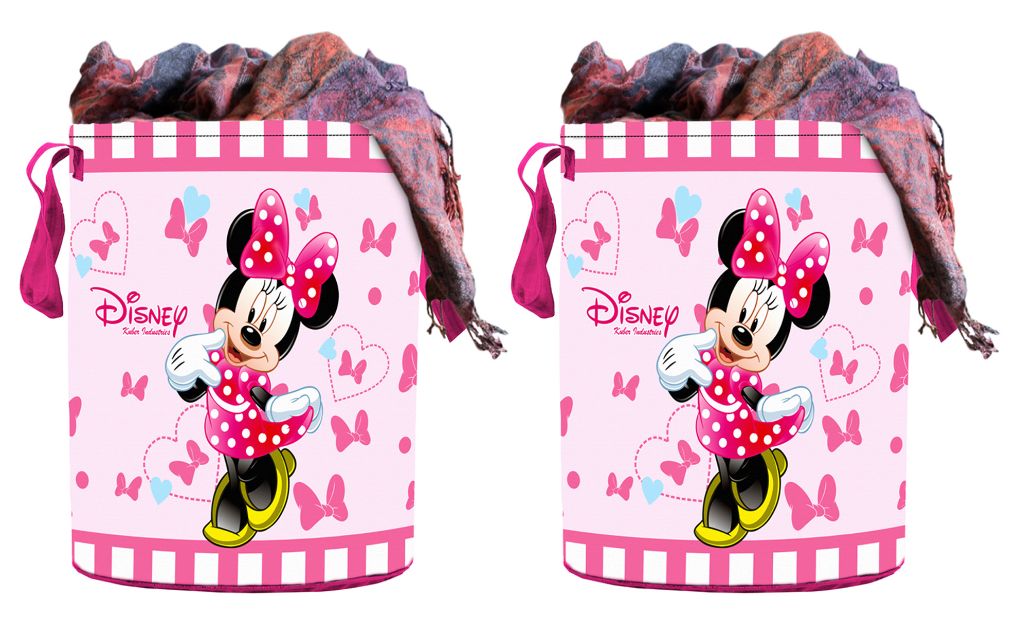Kuber Industries Disney Minnie Print Non Woven Fabric Foldable Laundry Basket , Toy Storage Basket, Cloth Storage Basket With Handles,45 Ltr (Pink)