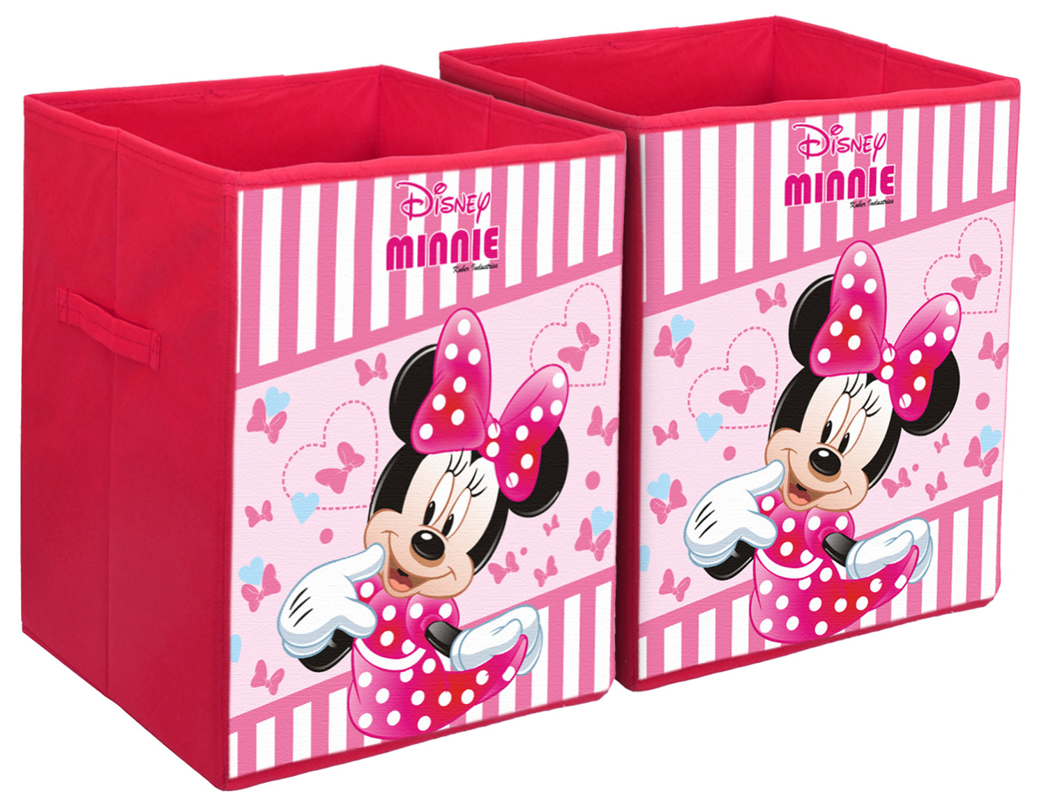Kuber Industries Disney Minnie Print Non Woven Fabric Foldable Laundry Organiser With Handles (Pink)