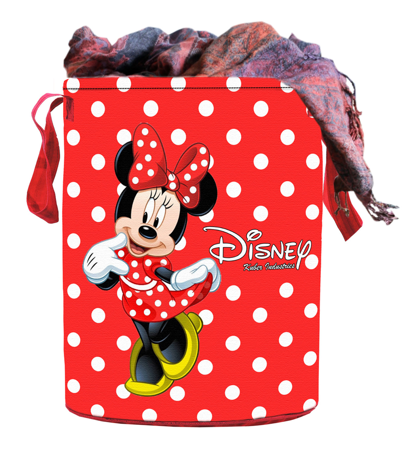 Kuber Industries Disney Minnie Print Non Woven Fabric Foldable Laundry Organiser With Handles (Red)