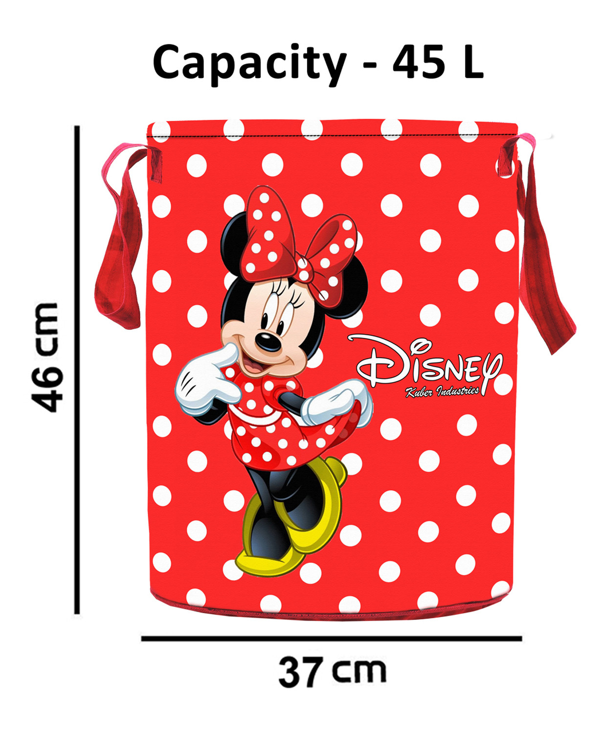 Kuber Industries Disney Minnie Print Non Woven Fabric Foldable Laundry Organiser With Handles (Red)