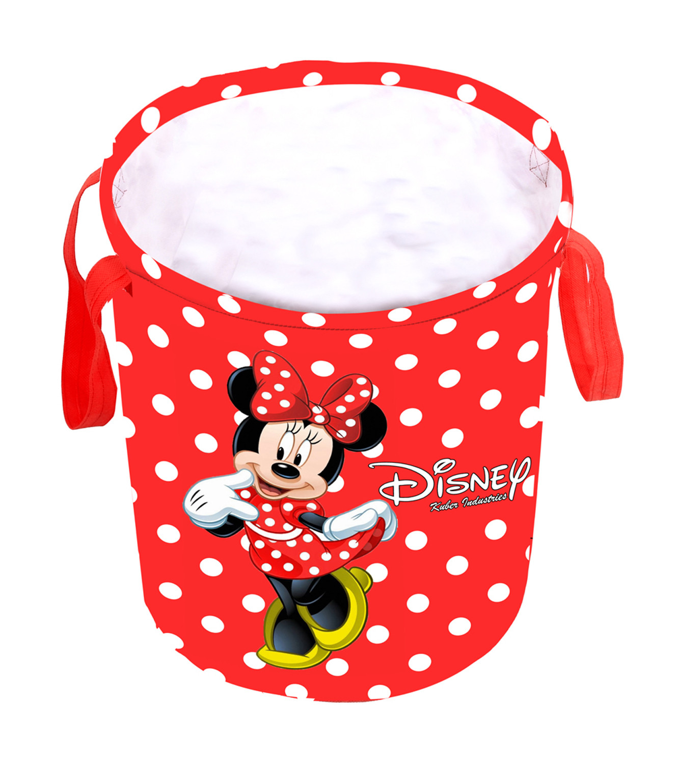 Kuber Industries Disney Minnie Print Non Woven Fabric Foldable Laundry Organiser With Handles (Red)