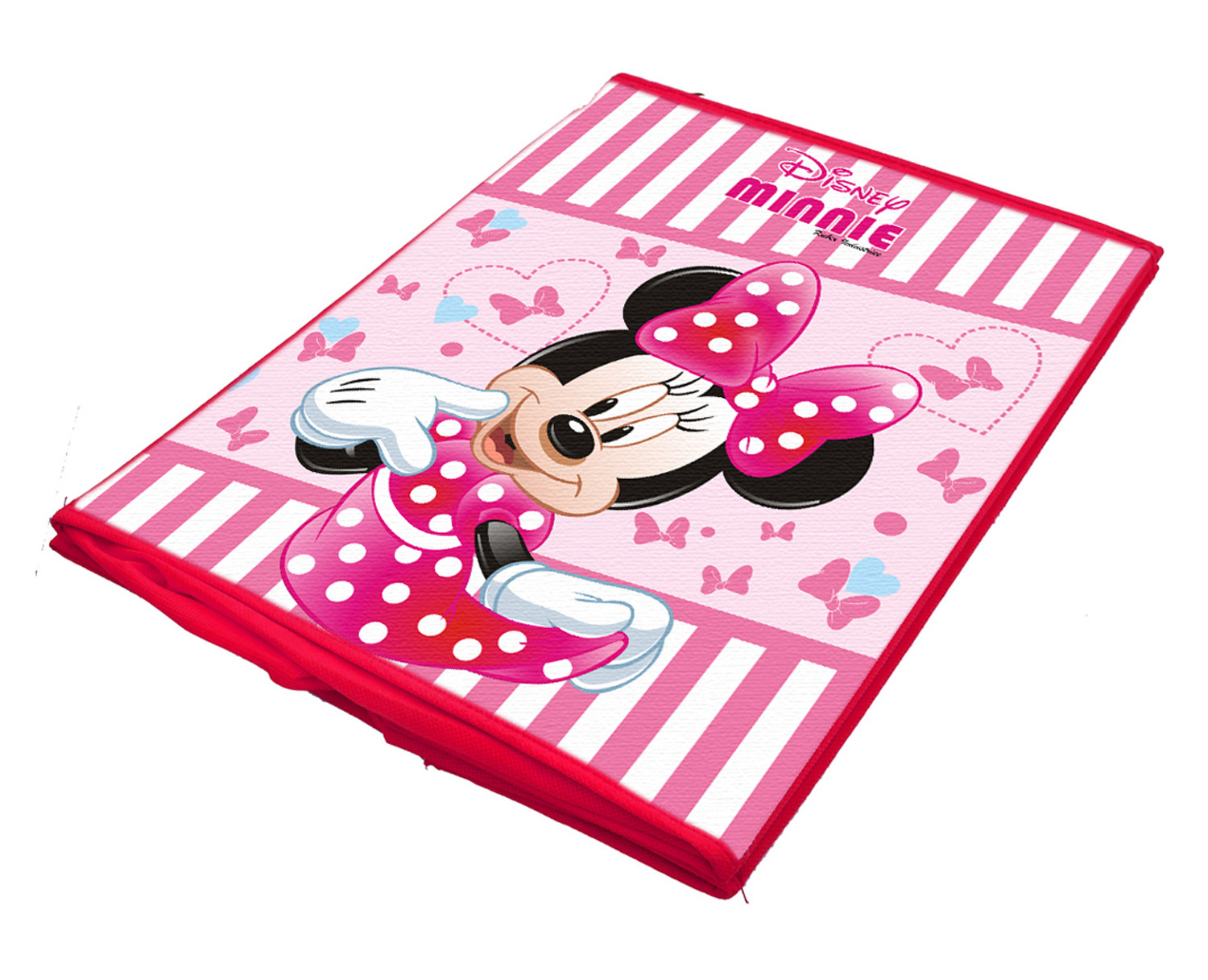 Kuber Industries Disney Minnie Print Non Woven Fabric Foldable Laundry Organiser With Lid & Handles (Pink)