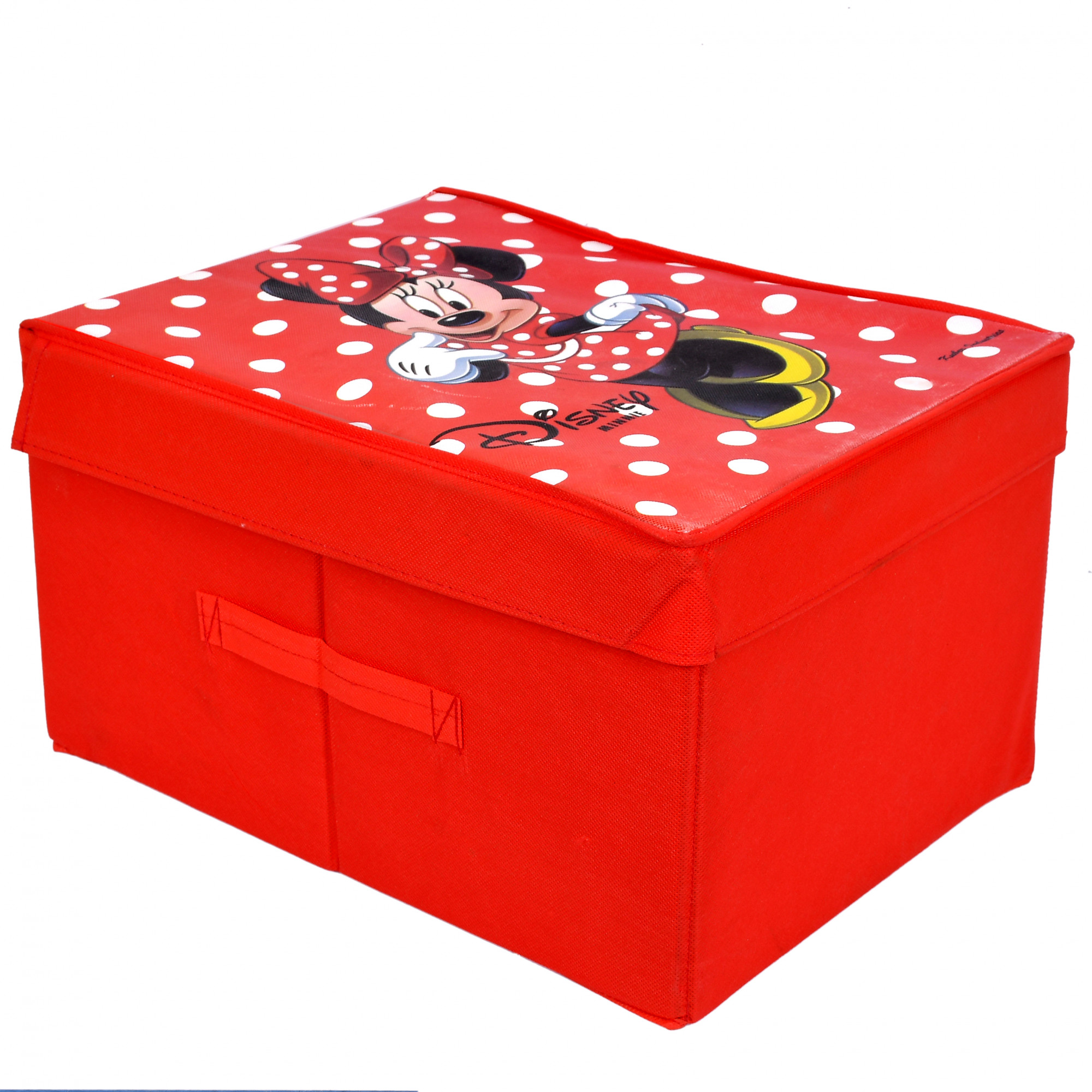 Kuber Industries Disney Minnie Print Non Woven Fabric Foldable Saree Cover Storage Organizer Box with With Lid, Extra Large (Red)-KUBMART1710