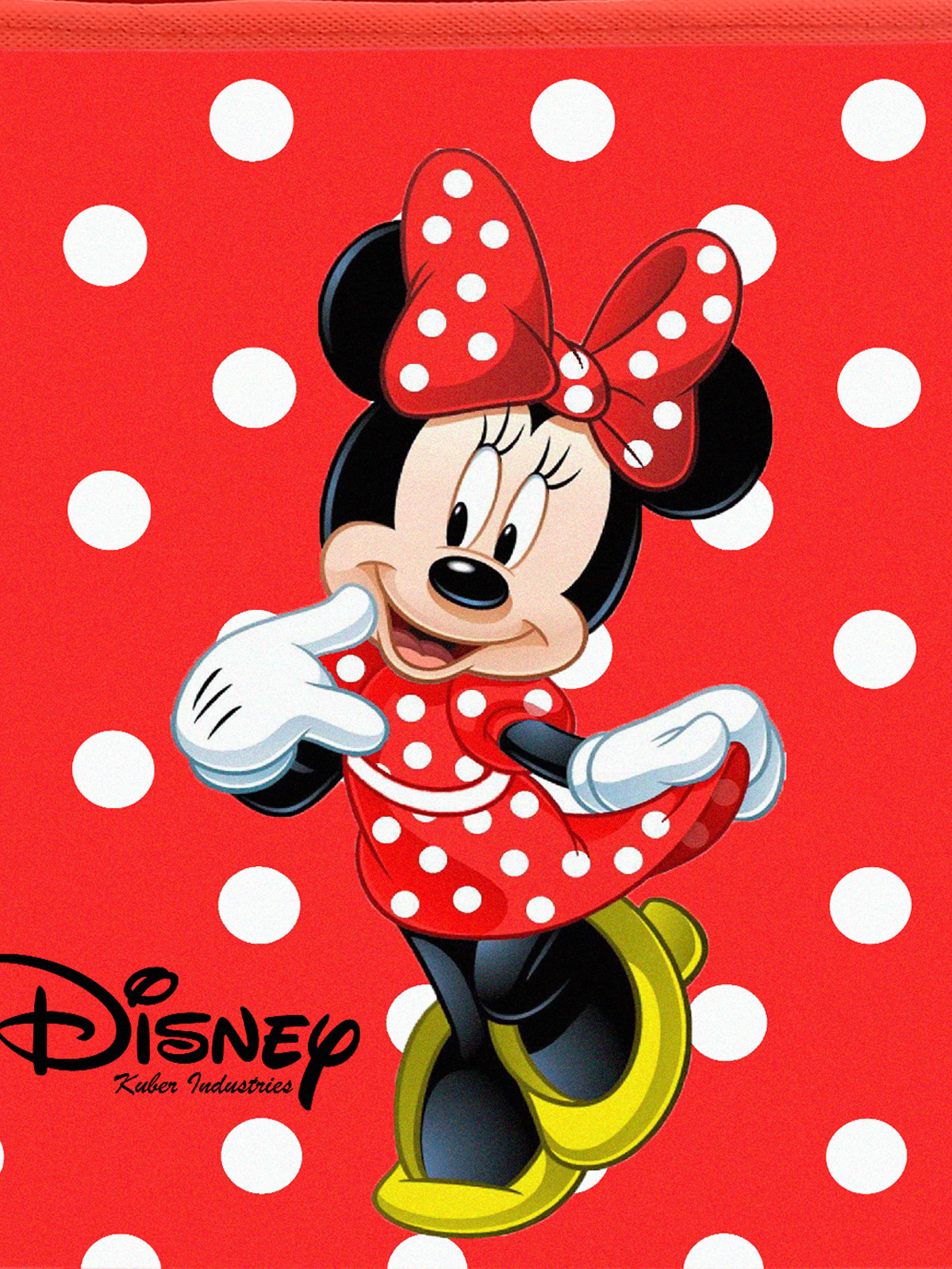 Kuber Industries Disney Minnie Print Non Woven Large Size Fabric Foldable Laundry Basket And Small Size Cube Toy,Books,Shoes Storage Box With Handle (Set Of 2, Red)-KUBMRT11891