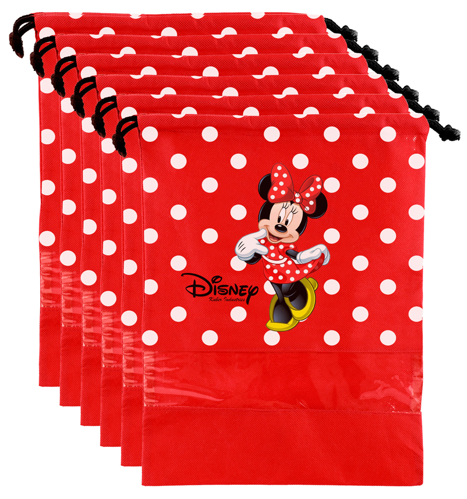 Kuber Industries Disney Minnie Print Non Woven Travel Shoe Cover, String Bag Organizer (Red) -HS_35_KUBMART17995