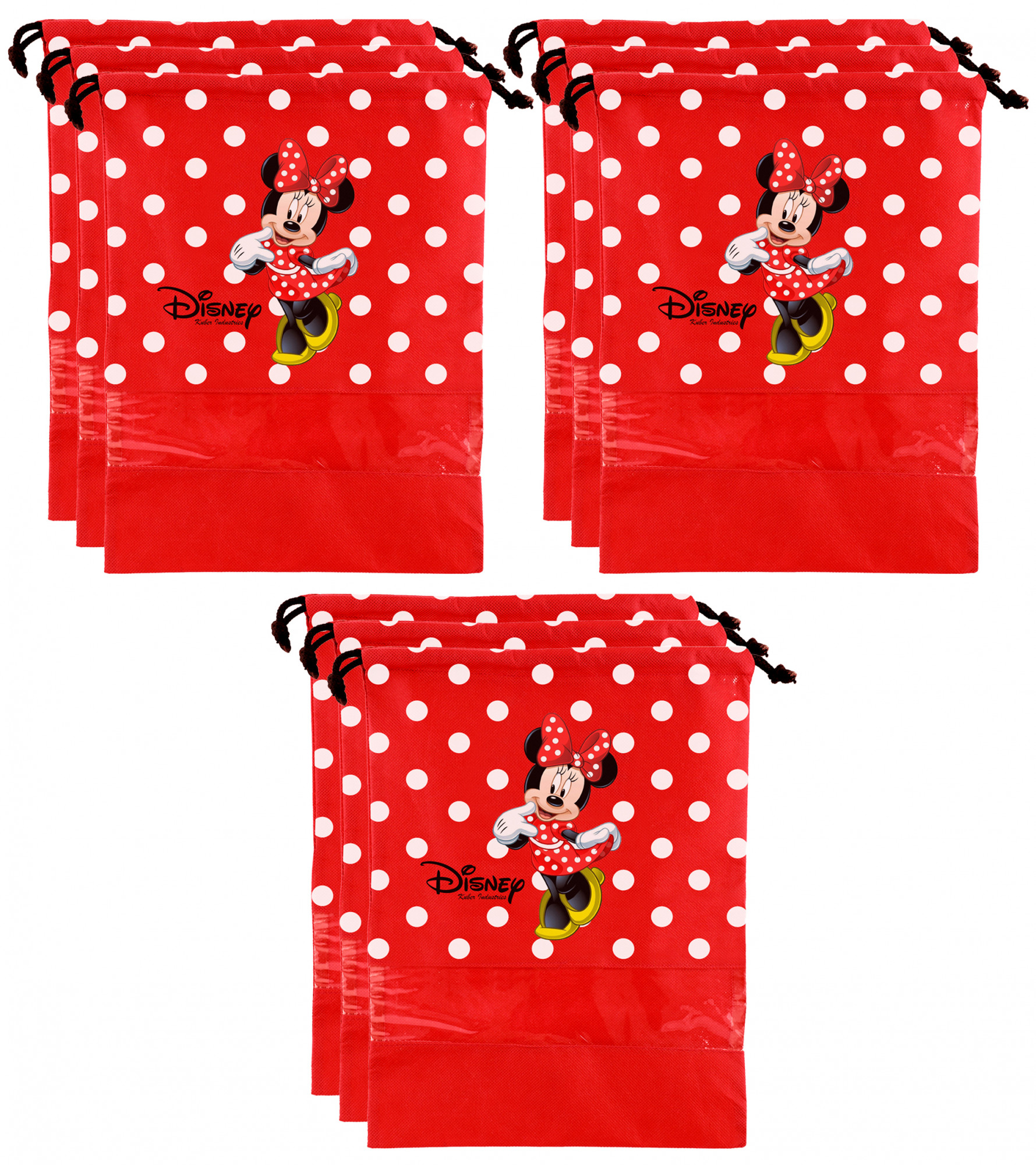Kuber Industries Disney Minnie Print Non Woven Travel Shoe Cover, String Bag Organizer (Red) -HS_35_KUBMART17995