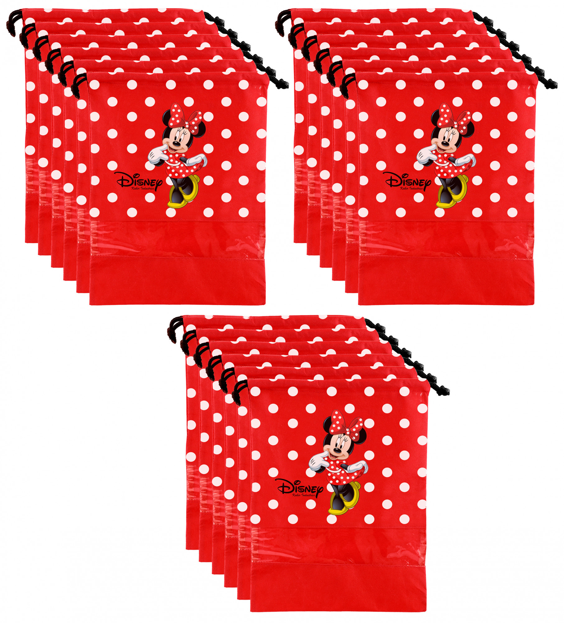 Kuber Industries Disney Minnie Print Non Woven Travel Shoe Cover, String Bag Organizer (Red) -HS_35_KUBMART17995