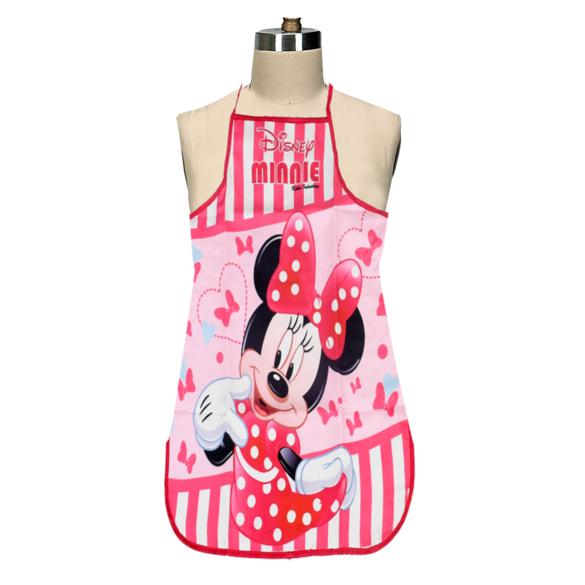 Kuber Industries Disney Minnie Print Silk Kitchen Apron (Black & Pink)