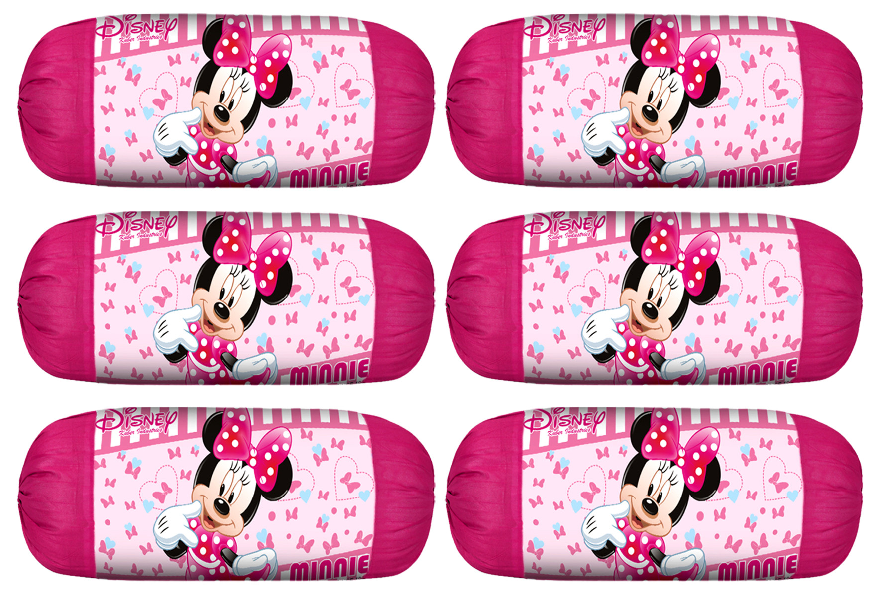 Kuber Industries Disney Minnie Print Silk Special long Crush Bolster Cover-Pink