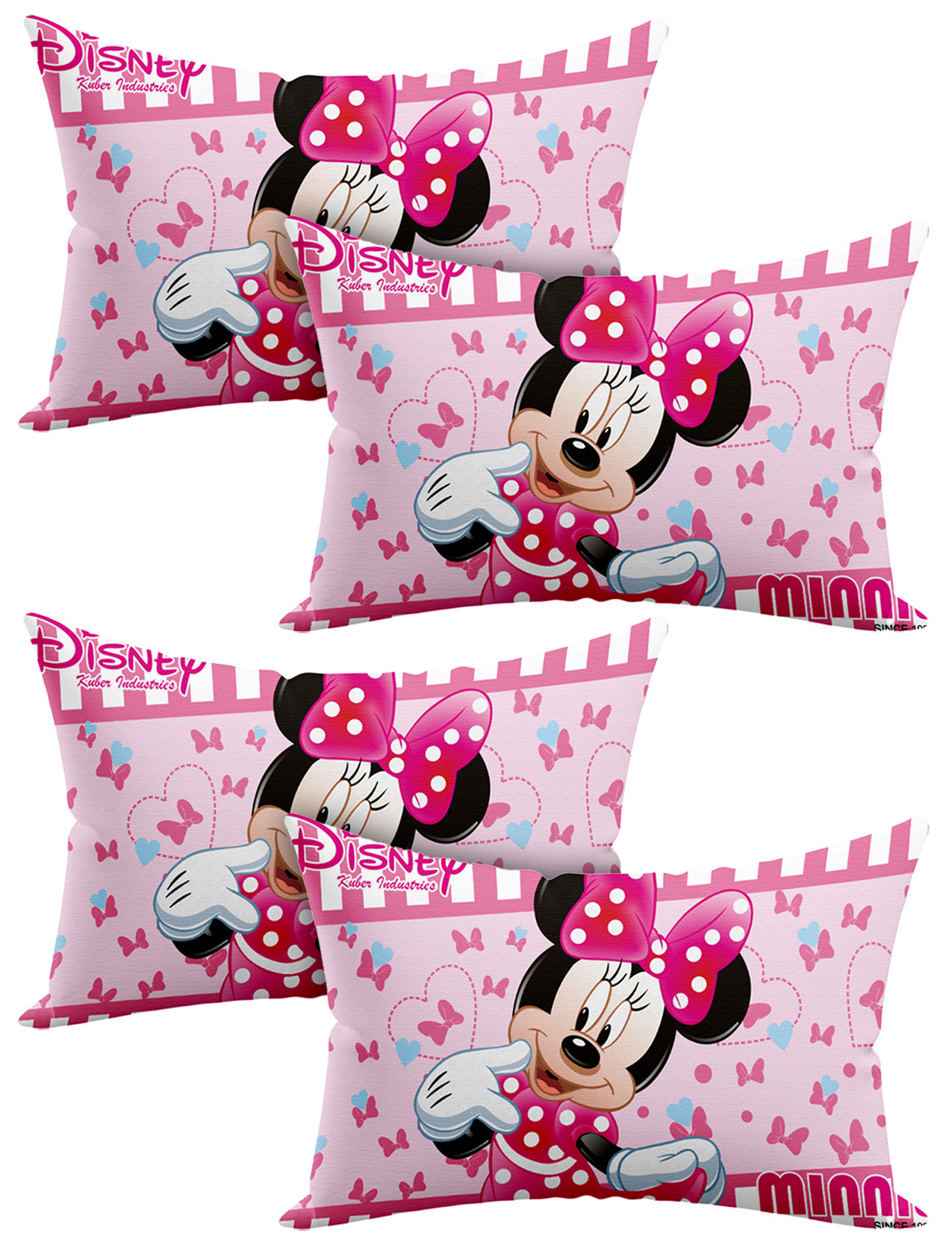 Kuber Industries Disney Minnie Print Silk Special long Crush Pillow Cover-Pink
