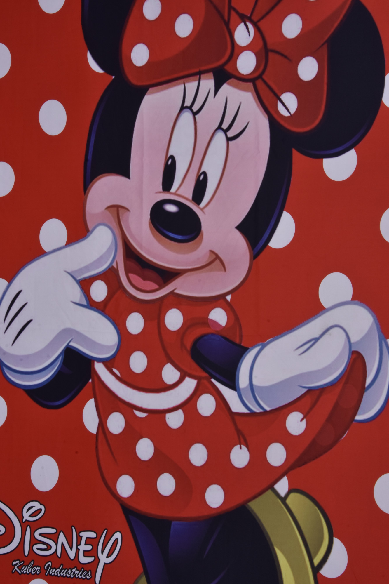Kuber Industries Disney Minnie Print Silk Special long Crush Single Bedsheet with 1 Pillow Cover (Red)