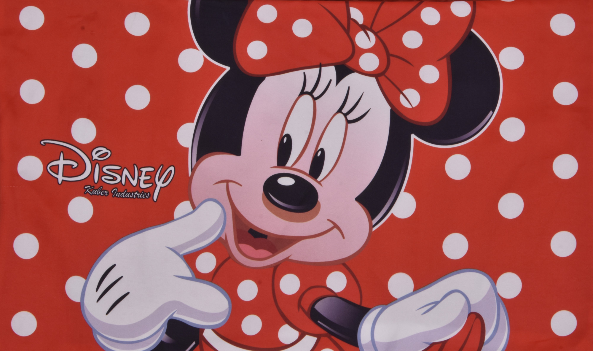 Kuber Industries Disney Minnie Print Silk Special long Crush Single Bedsheet with 1 Pillow Cover (Red)