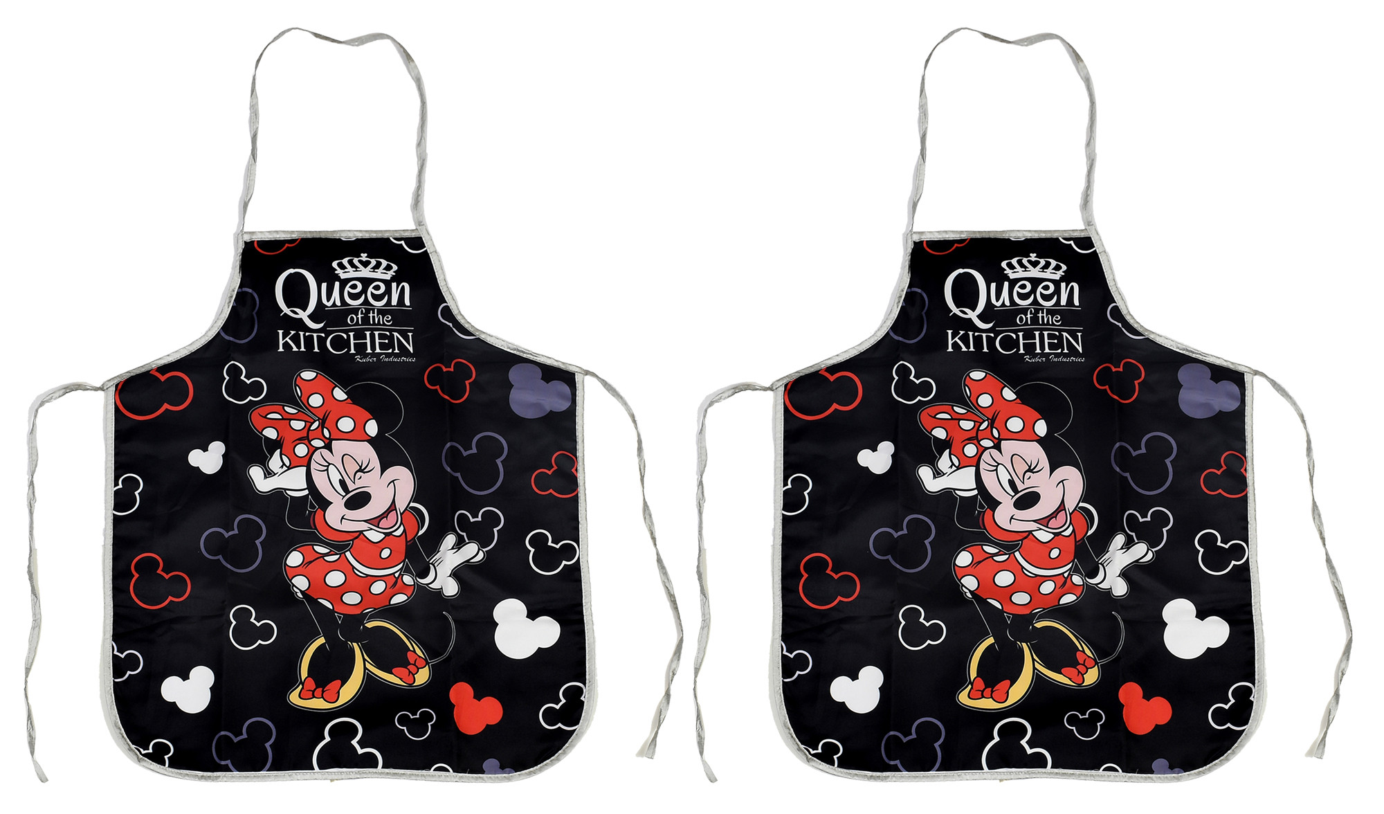 Kuber Industries Disney Minnie Print Silk Waterproof Kitchen Apron Black
