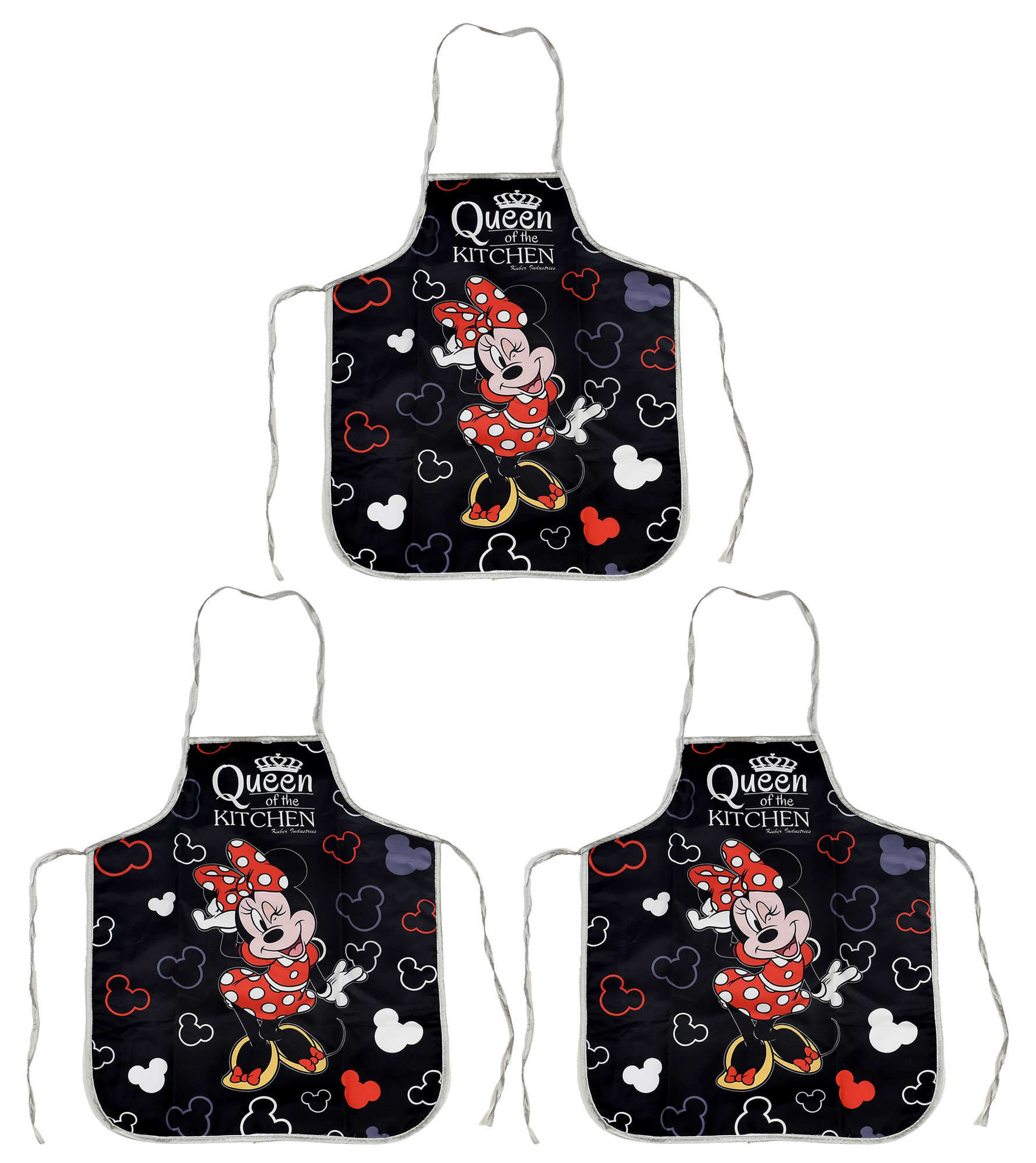 Kuber Industries Disney Minnie Print Silk Waterproof Kitchen Apron Black