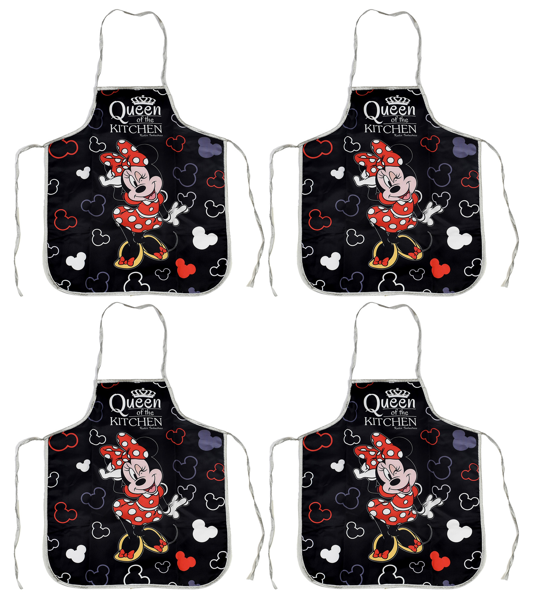 Kuber Industries Disney Minnie Print Silk Waterproof Kitchen Apron Black