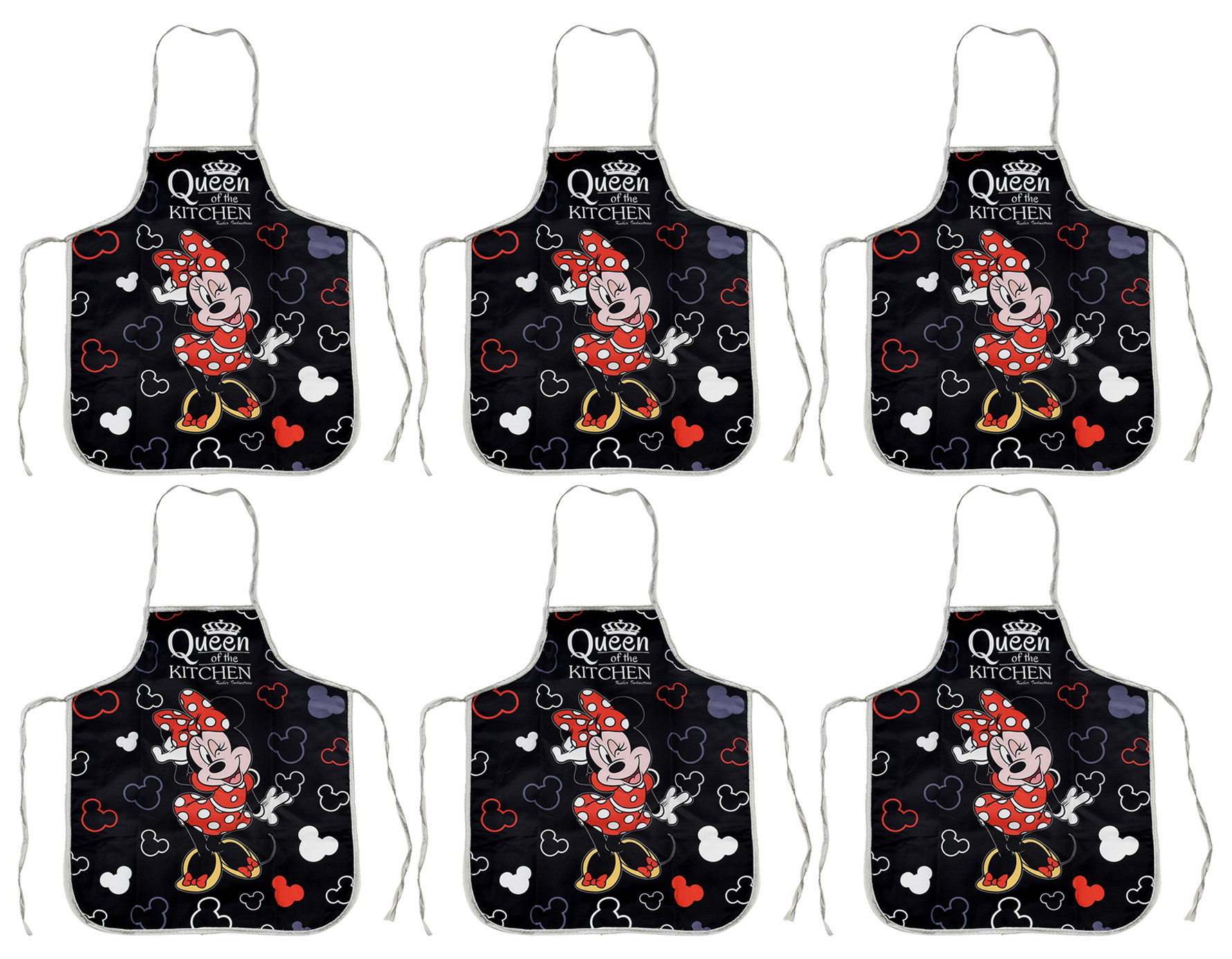 Kuber Industries Disney Minnie Print Silk Waterproof Kitchen Apron Black