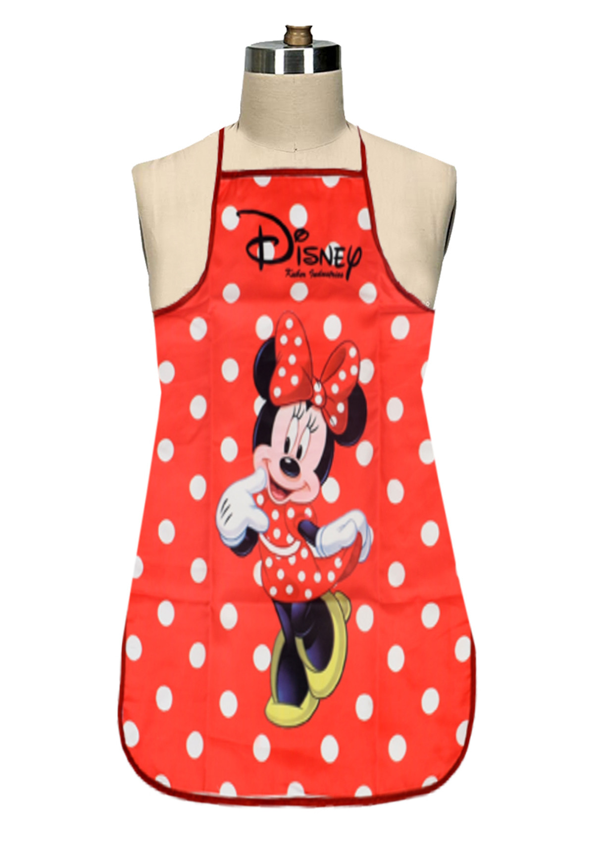 Kuber Industries Disney Minnie Print Silk Waterproof Kitchen Apron Red