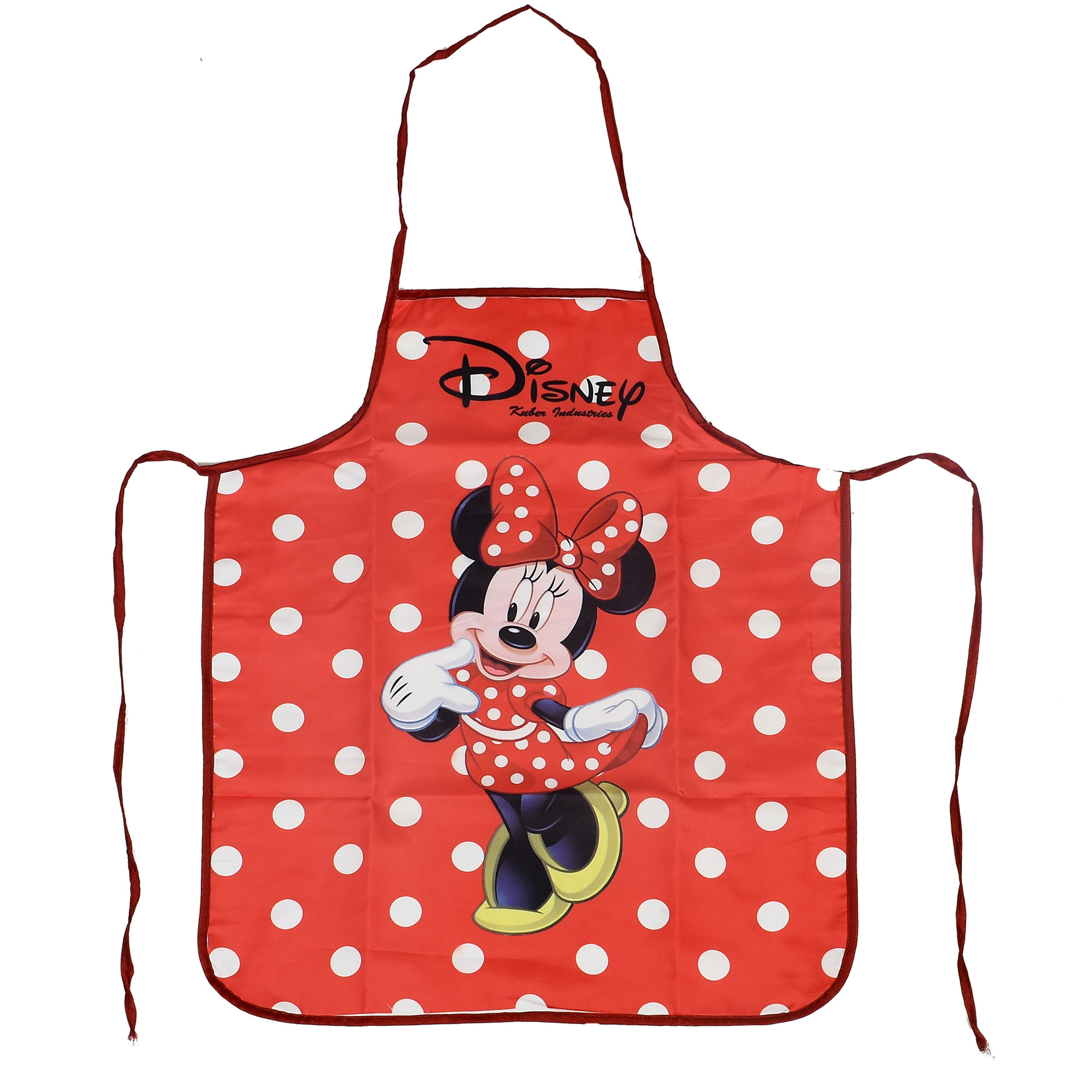 Kuber Industries Disney Minnie Print Silk Waterproof Kitchen Apron Red