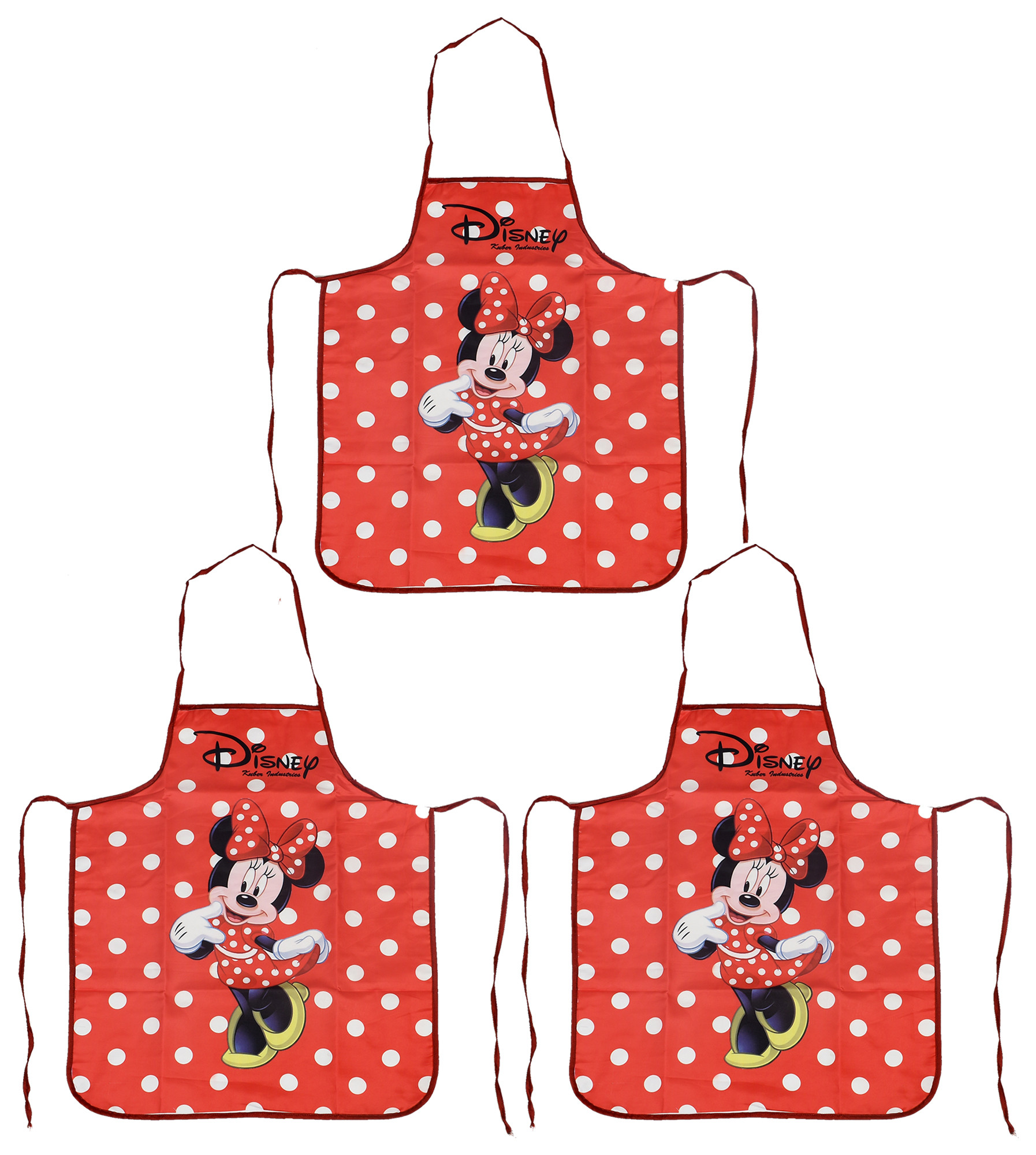 Kuber Industries Disney Minnie Print Silk Waterproof Kitchen Apron Red