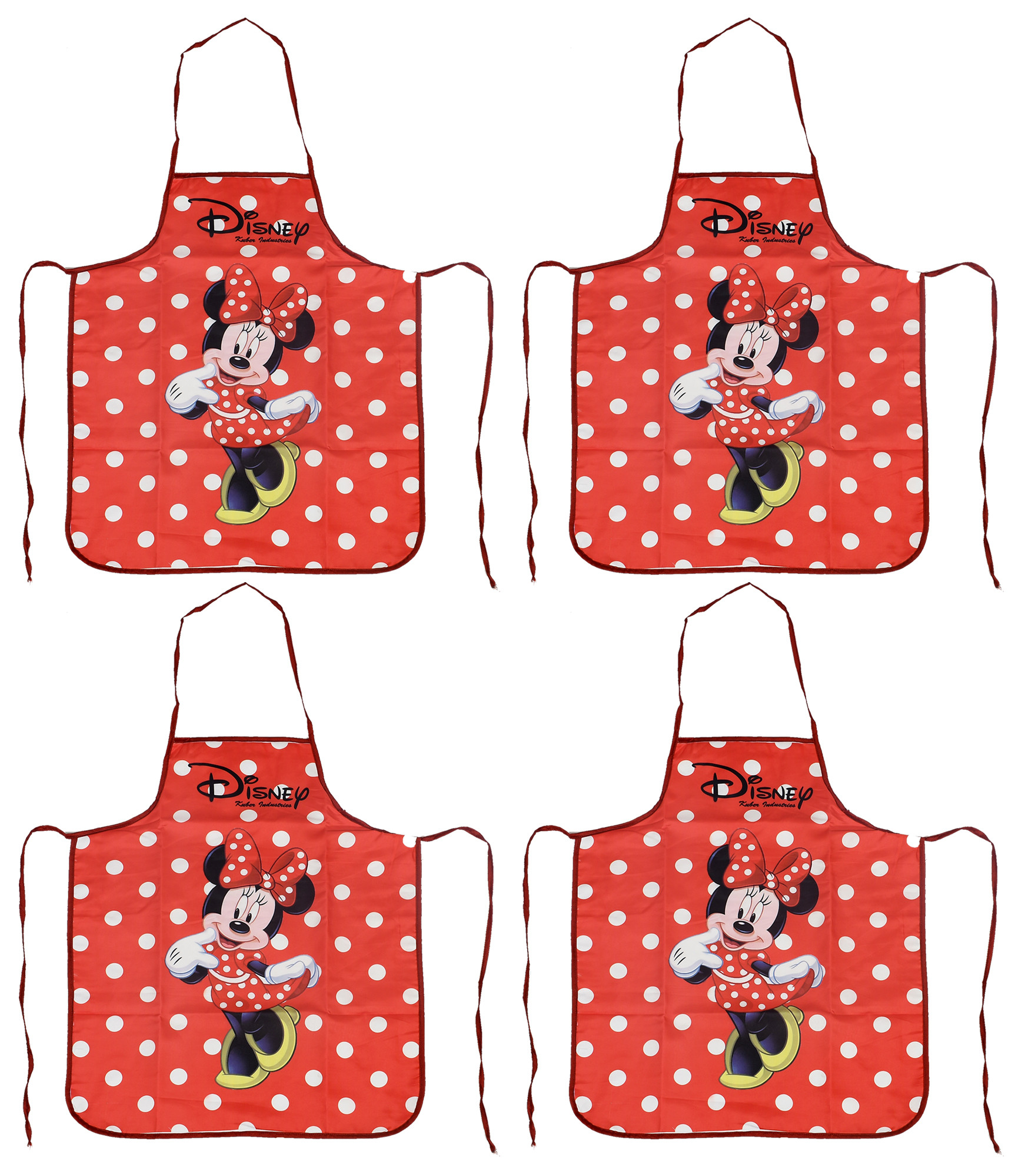 Kuber Industries Disney Minnie Print Silk Waterproof Kitchen Apron Red