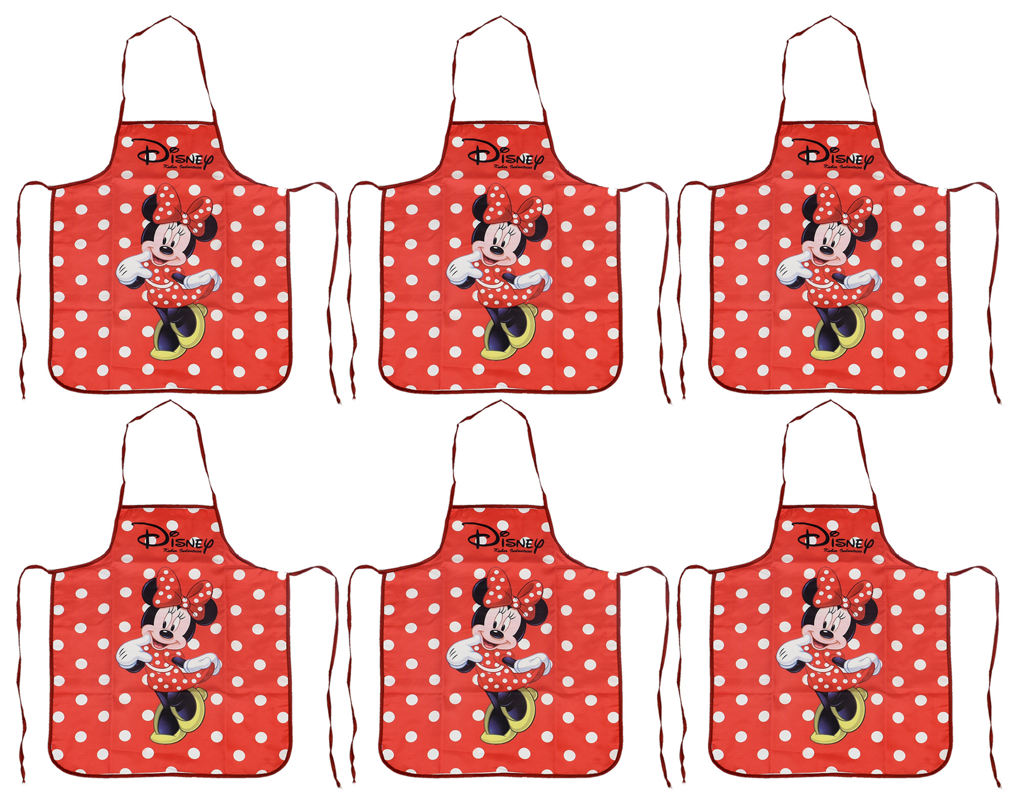 Kuber Industries Disney Minnie Print Silk Waterproof Kitchen Apron Red