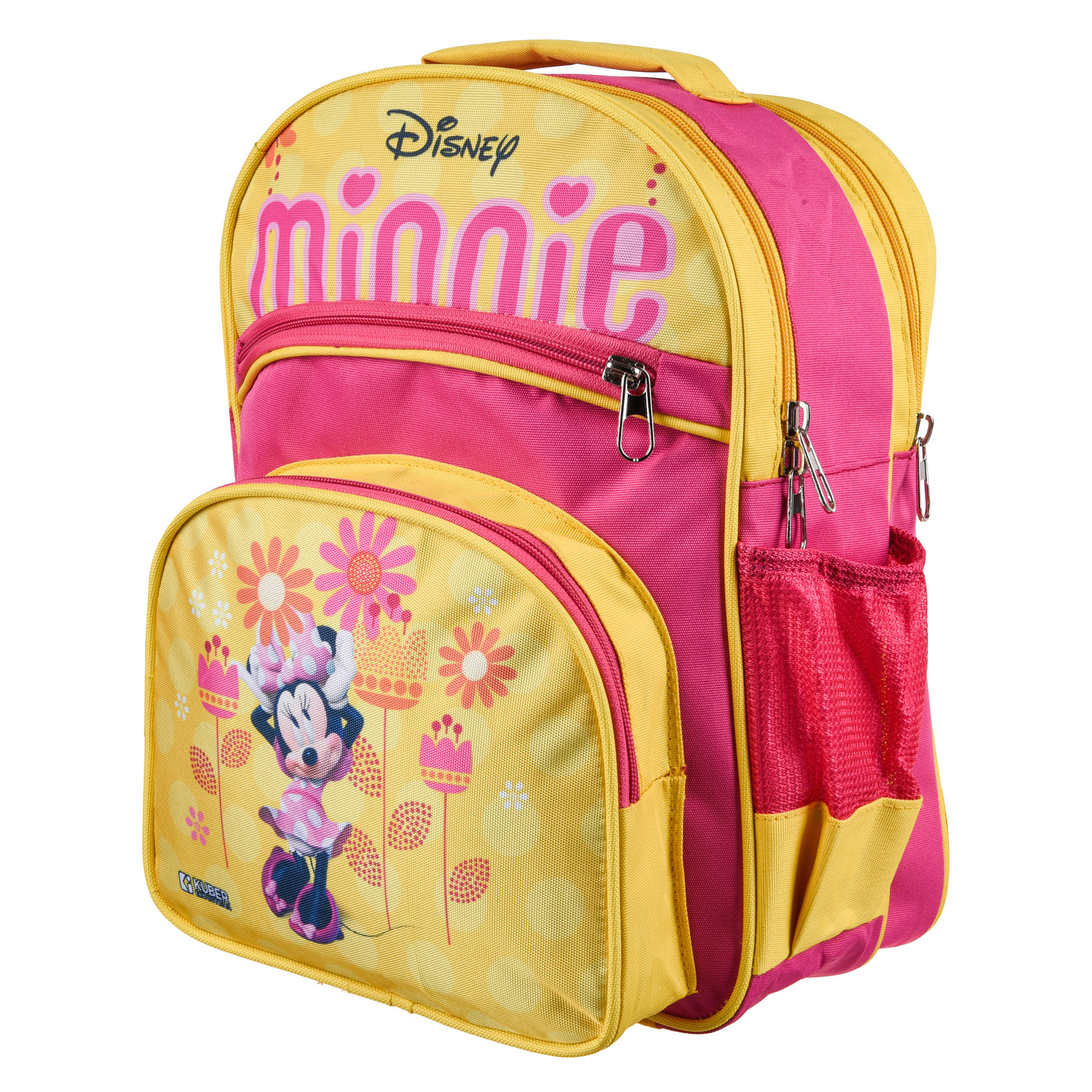 Kuber Industries Disney Minnie School Bags | Kids School Bags | Student Bookbag | Travel Backpack | School Bag for Girls & Boys | School Bag with 4 Compartments | Yellow & Pink