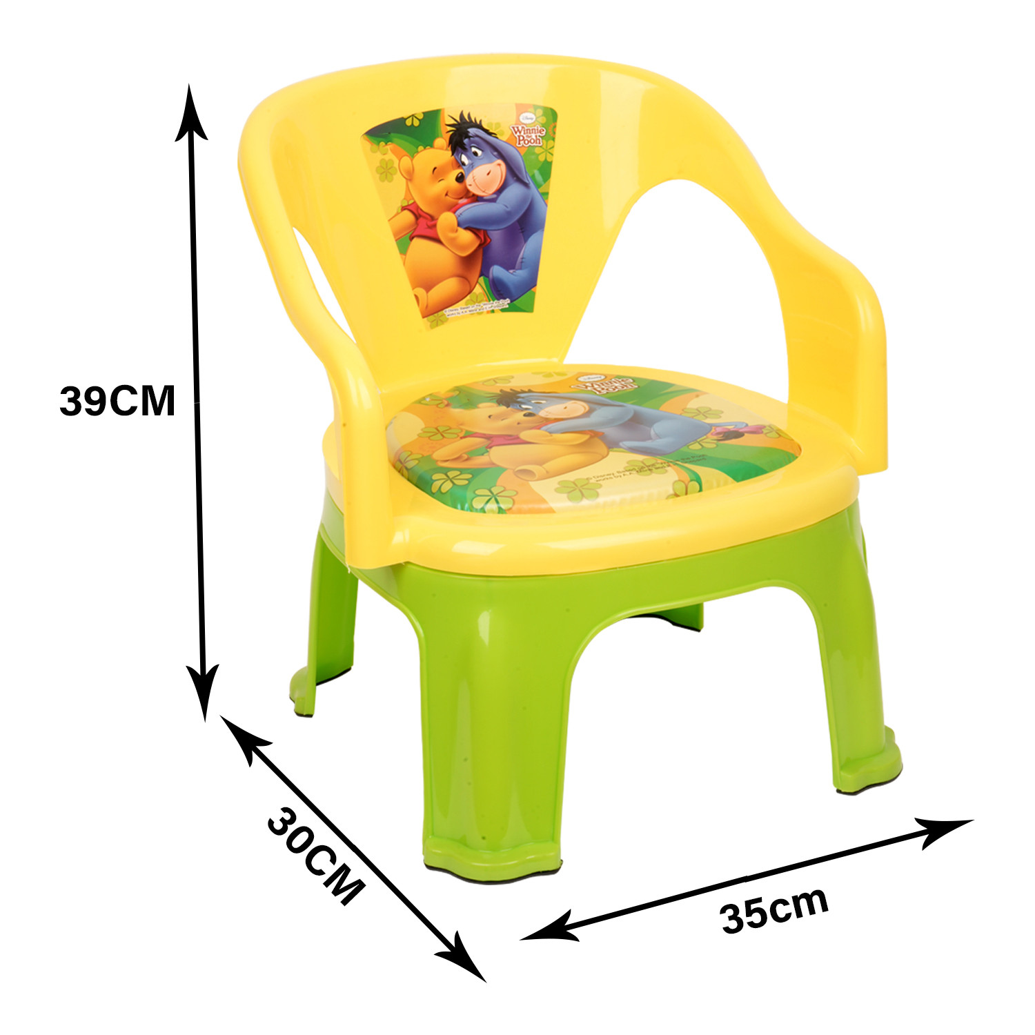 Kuber Industries Disney Pooh Kids Chair | Plastic Foldable Kids Chair | Chair for Kidsroom | School Study Stool | Baby Stool | Indoor or Outdoor Stool for Kids | Capacity 30 Kg | Yellow & Green