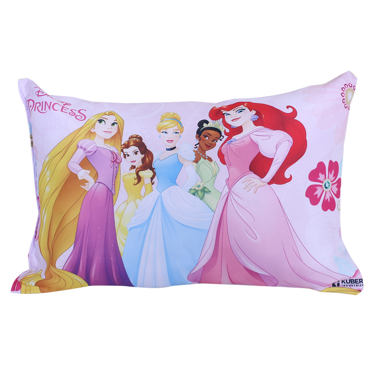 Kuber Industries Disney Princess Design Baby Pillow|Polyester Super Soft Kids Pillow For Sleeping & Travel,12 x 18 Inch,(Pink)