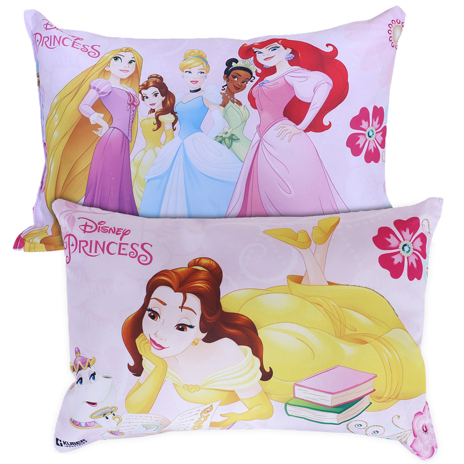 Kuber Industries Disney Princess Design Baby Pillow|Polyester Super Soft Kids Pillow For Sleeping & Travel,12 x 18 Inch,(Pink)