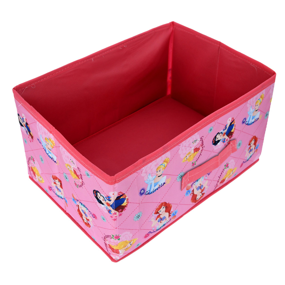 Kuber Industries Disney Princess Drawer Storage Box | Non Woven Clothes Organizer For Toys | Storage Box for Books | Storage Box with Handle | Pink