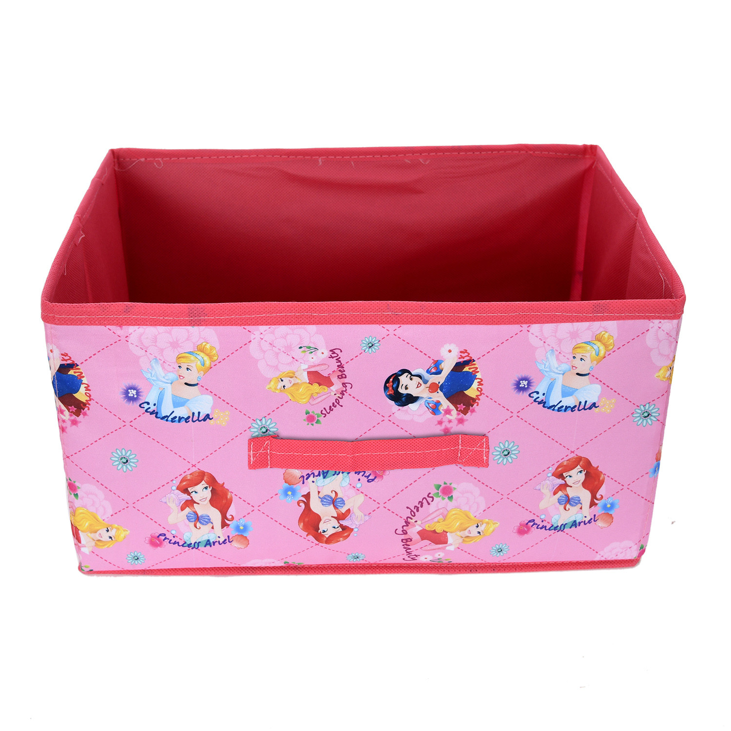 Kuber Industries Disney Princess Drawer Storage Box | Non Woven Clothes Organizer For Toys | Storage Box for Books | Storage Box with Handle | Pink
