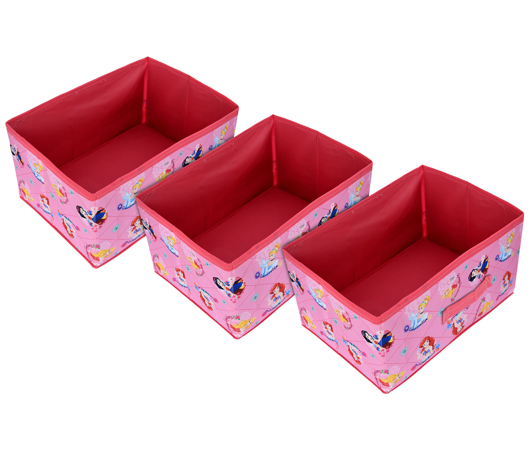 Kuber Industries Disney Princess Drawer Storage Box | Non Woven Clothes Organizer For Toys | Storage Box for Books | Storage Box with Handle | Pink