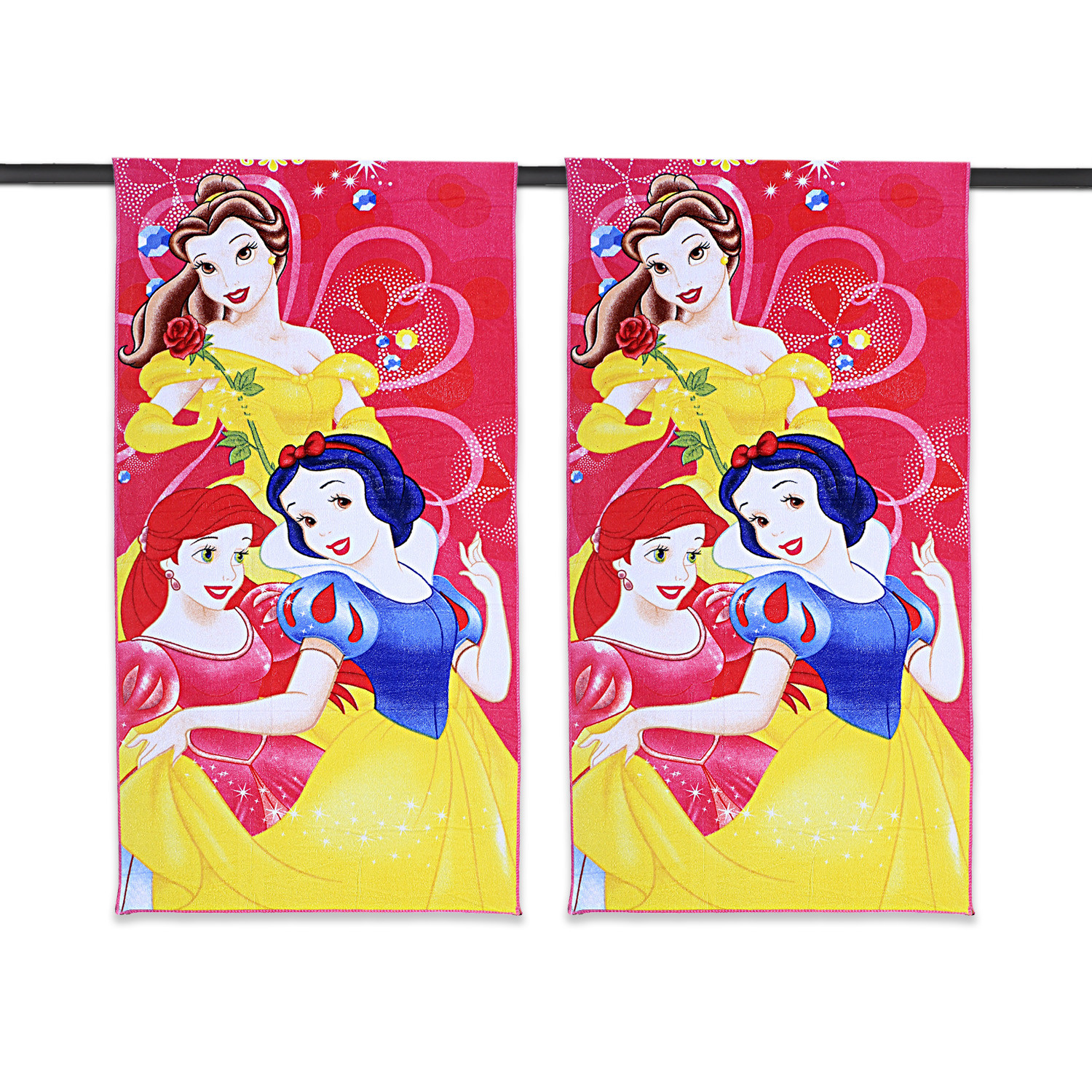 Kuber Industries Disney Princess Kids Bath TowelSoft Cotton Towel For KidsSides Stitched Baby Towel400 GSM Toddler Bath Towel24x48 Inch Pink