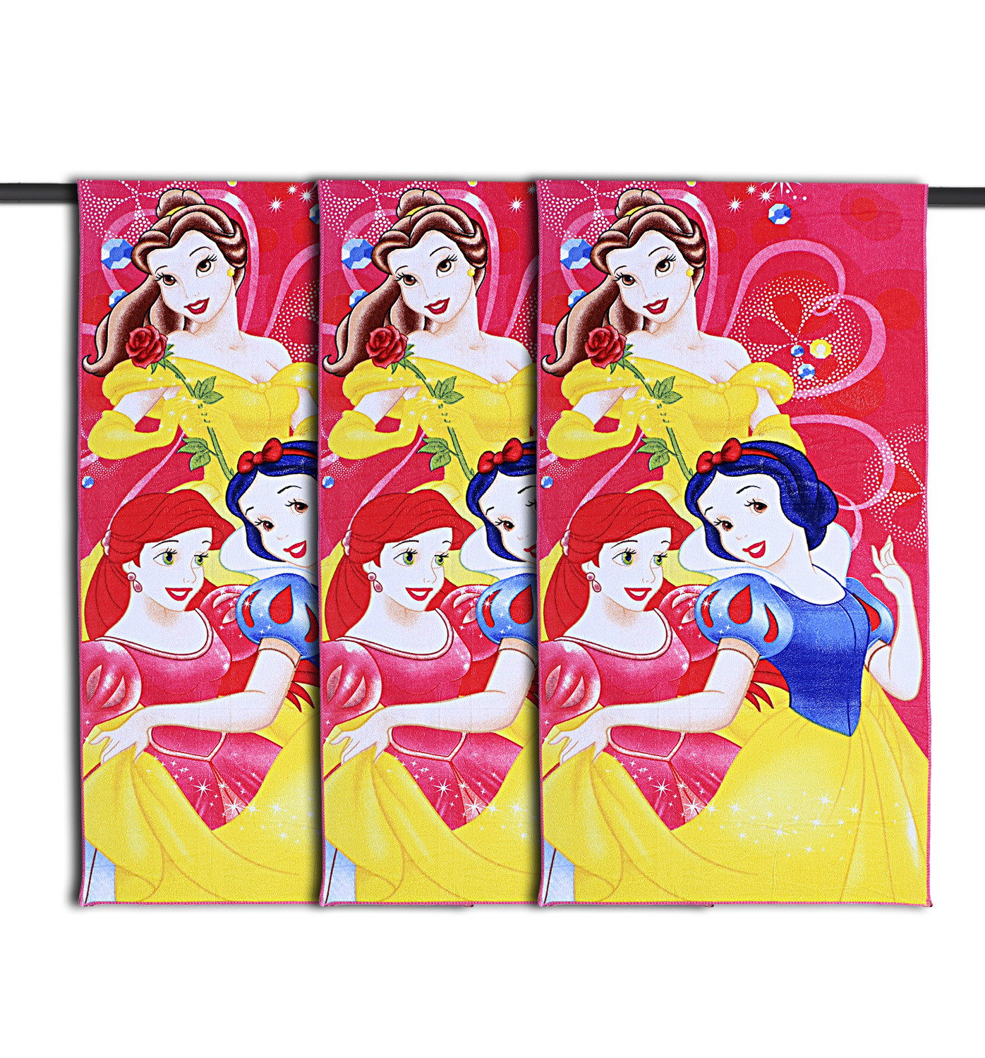 Kuber Industries Disney Princess Kids Bath Towel|Soft Cotton Towel For Kids|Sides Stitched Baby Towel|400 GSM Toddler Bath Towel|24x48 Inch (Pink)