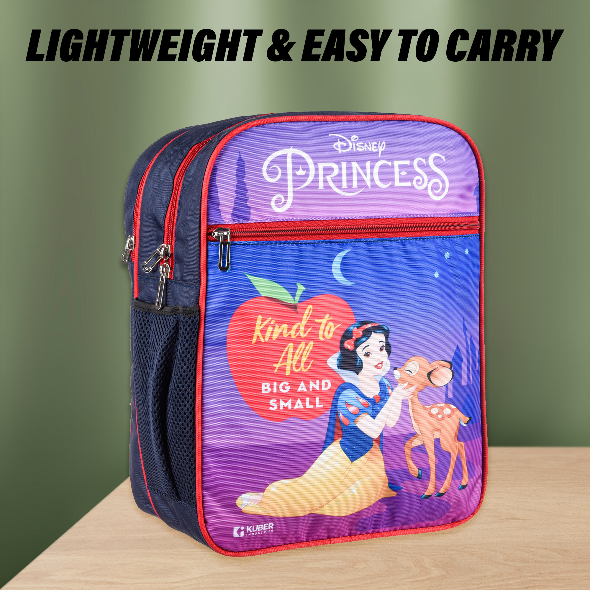 Kuber Industries Disney Princess Kind to All School Bags  Kids School Bags  Student Bookbag  Travel Backpack  School Bag for Girls  Boys  School Bag with 3 Compartments  Purple