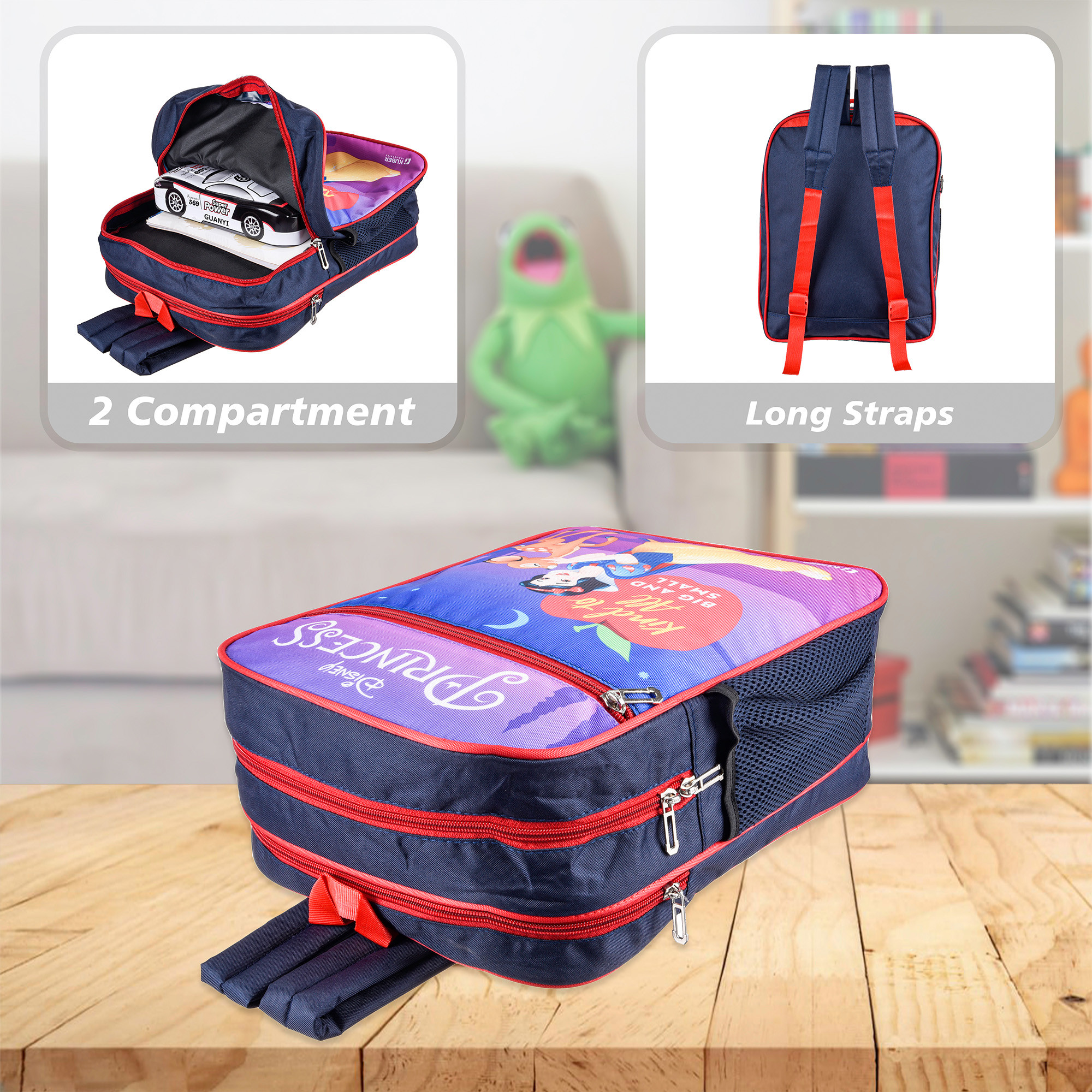 Kuber Industries Disney Princess Kind to All School Bags  Kids School Bags  Student Bookbag  Travel Backpack  School Bag for Girls  Boys  School Bag with 3 Compartments  Purple