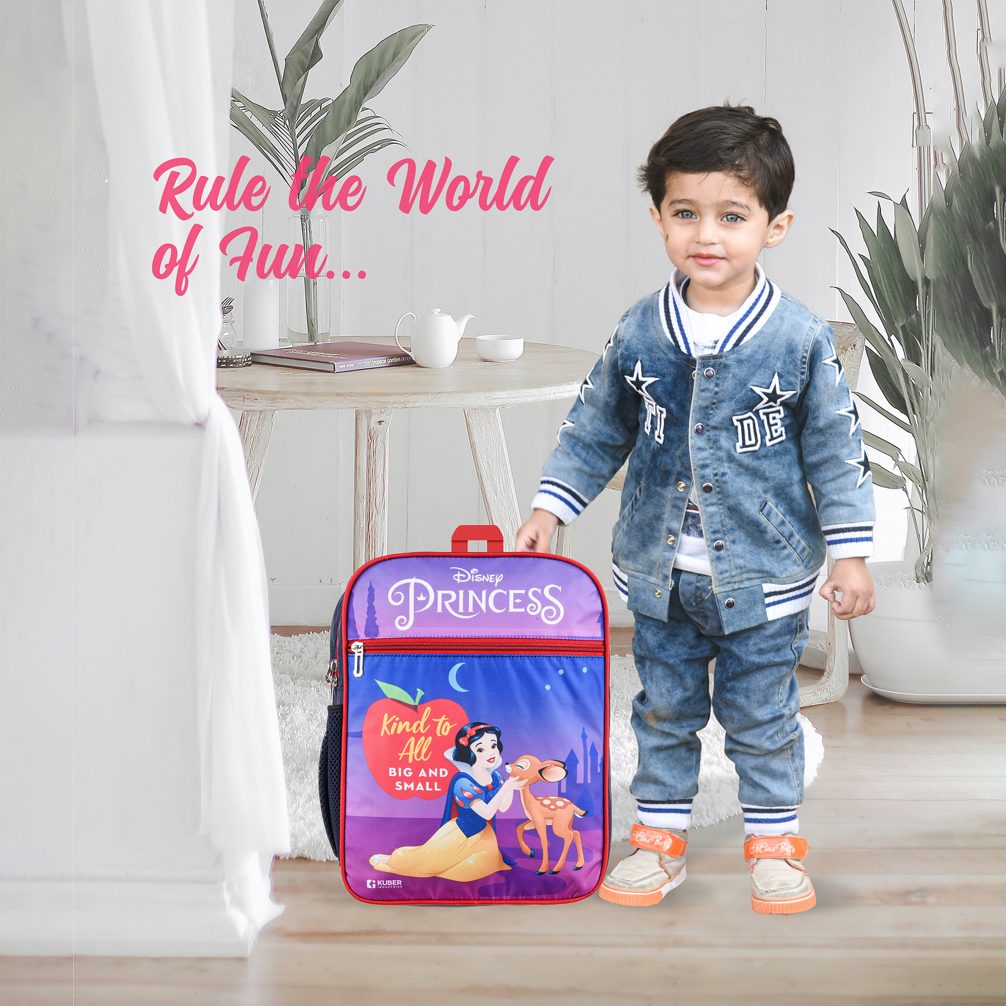 Kuber Industries Disney Princess Kind to All School Bags | Kids School Bags | Student Bookbag | Travel Backpack | School Bag for Girls & Boys | School Bag with 3 Compartments | Purple